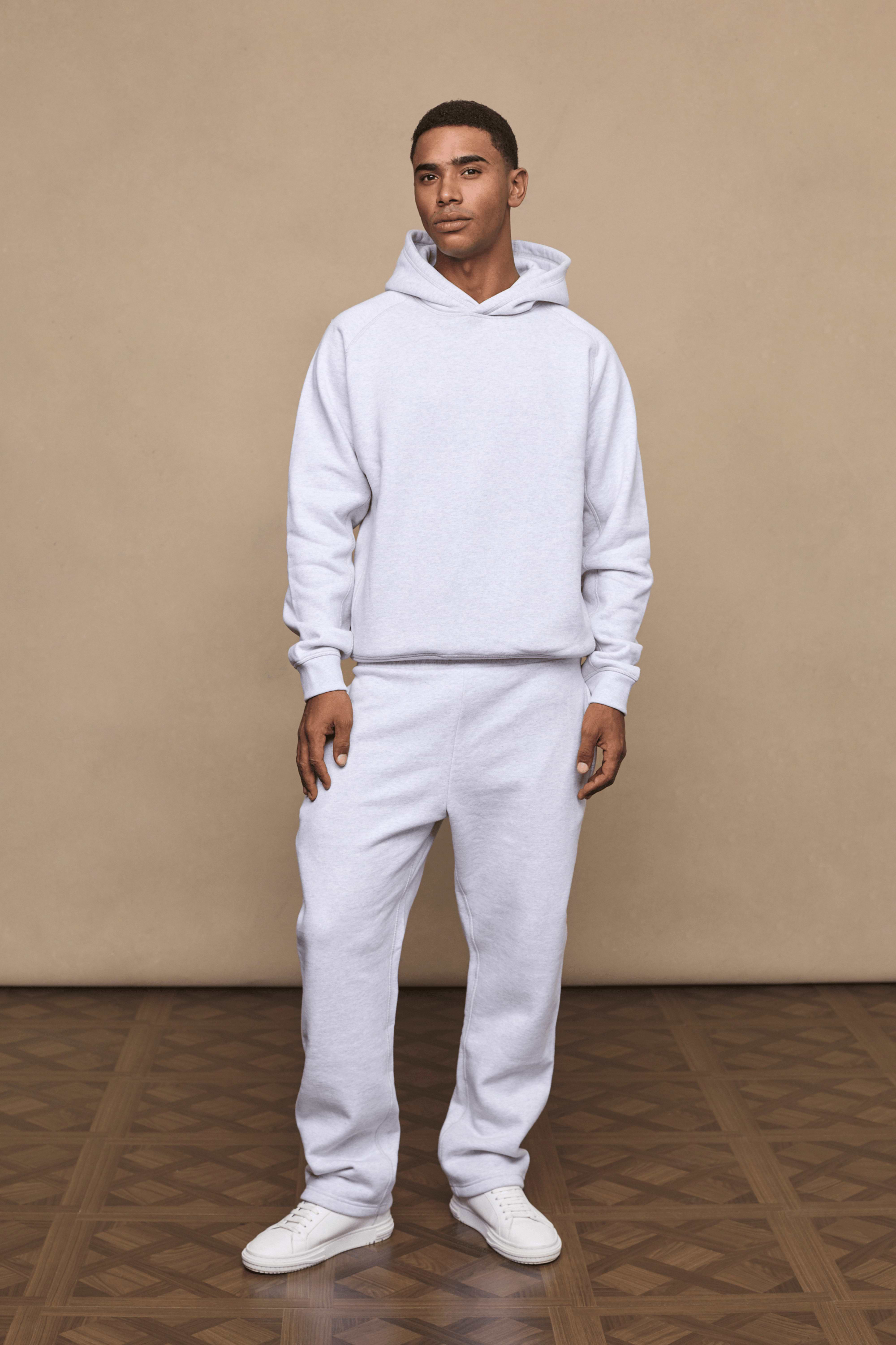 Men’s heavyweight cotton blend joggers in grey with straight leg fit by Raith