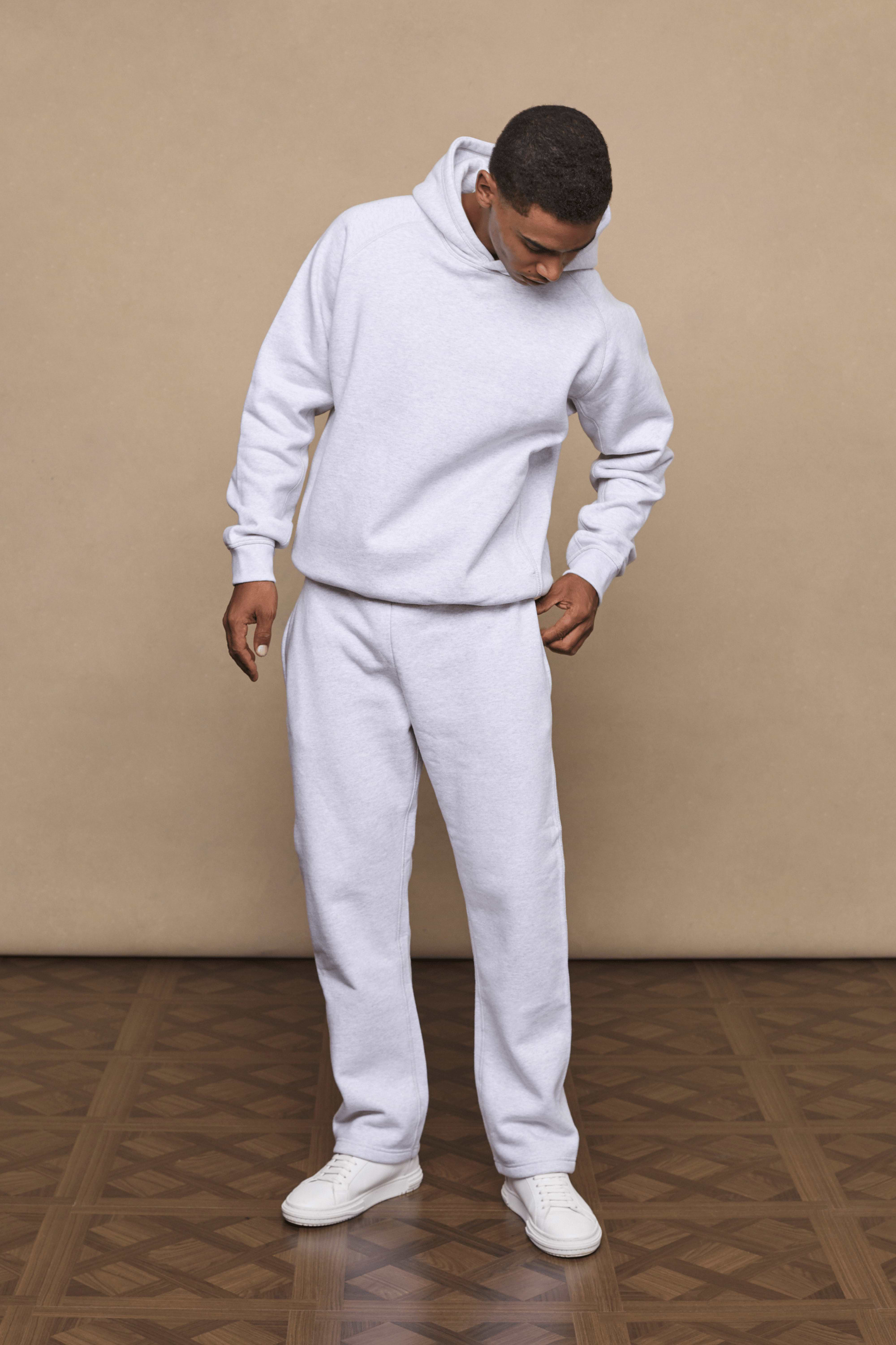 Men’s heavyweight cotton blend joggers in grey with straight leg fit by Raith