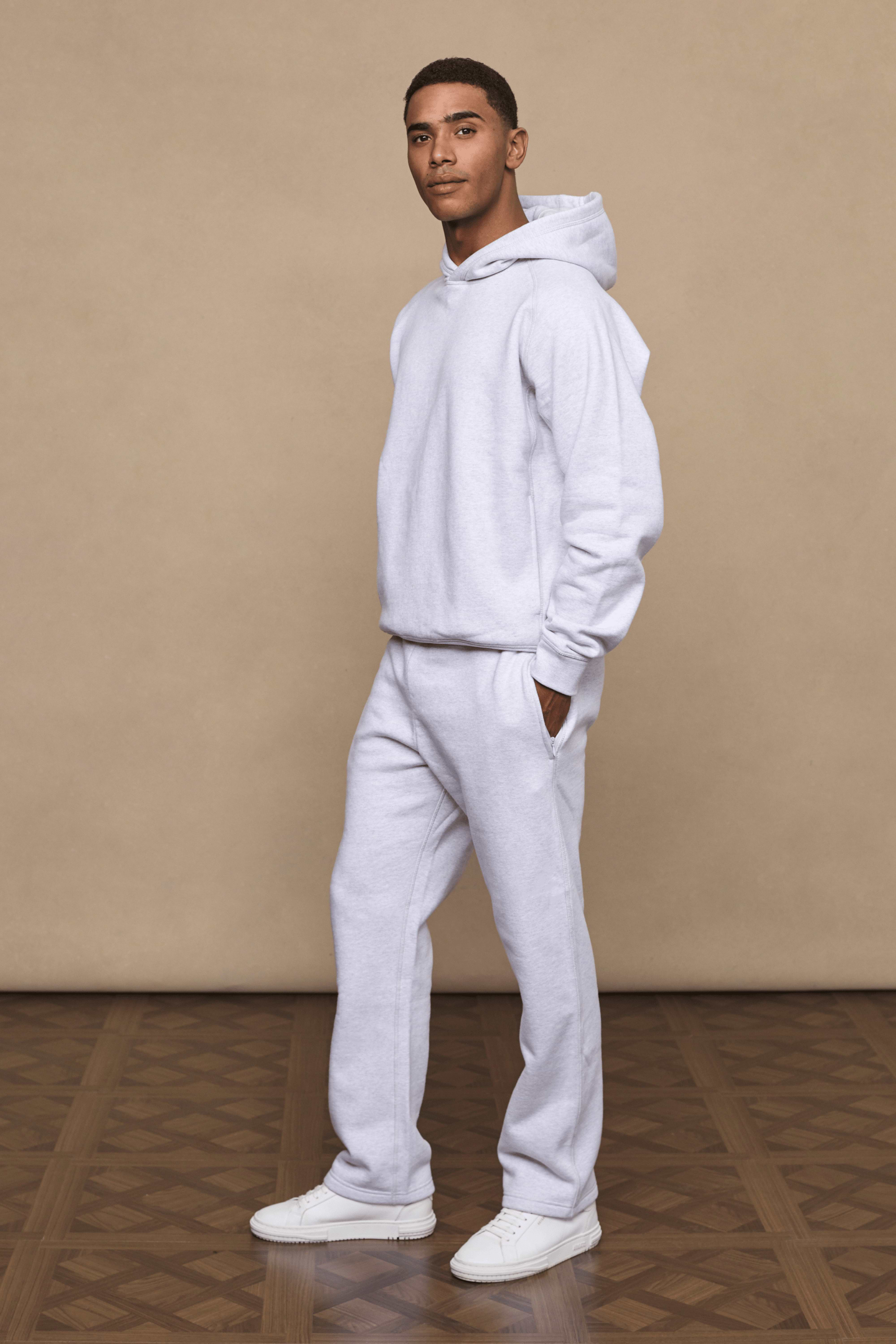 Men’s heavyweight cotton blend joggers in grey with straight leg fit by Raith