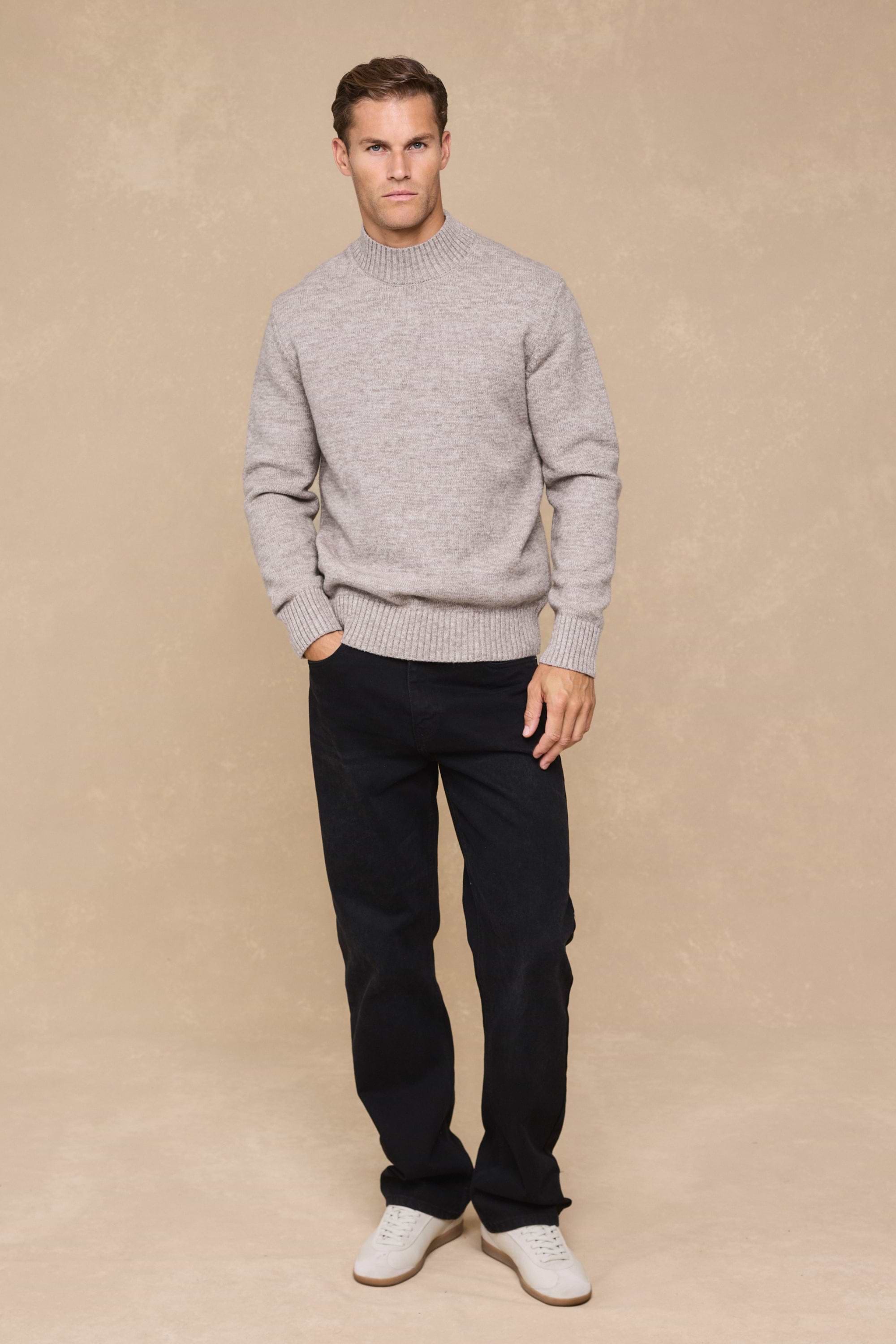 Delphi Crew Neck Knit - Light Brown Marl