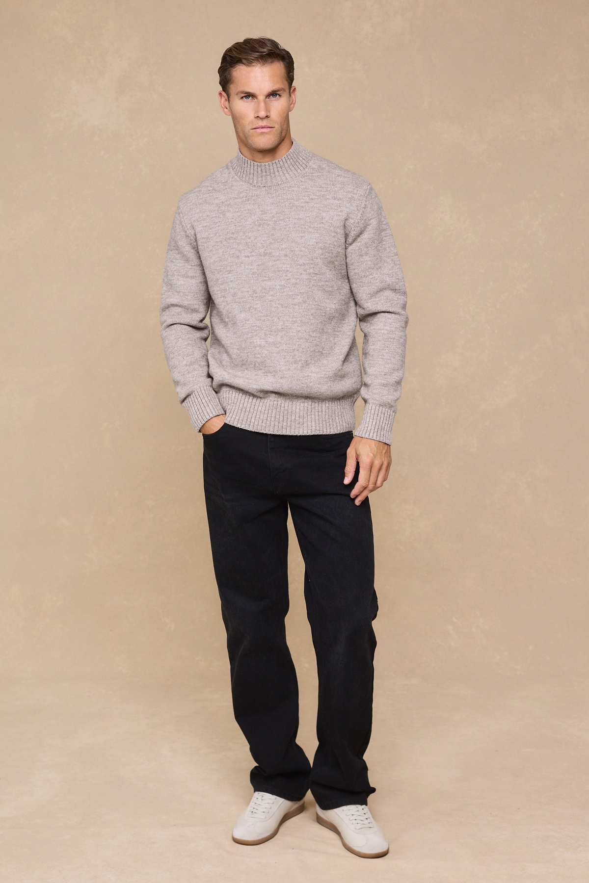Delphi Crew Neck Knit - Light Brown Marl