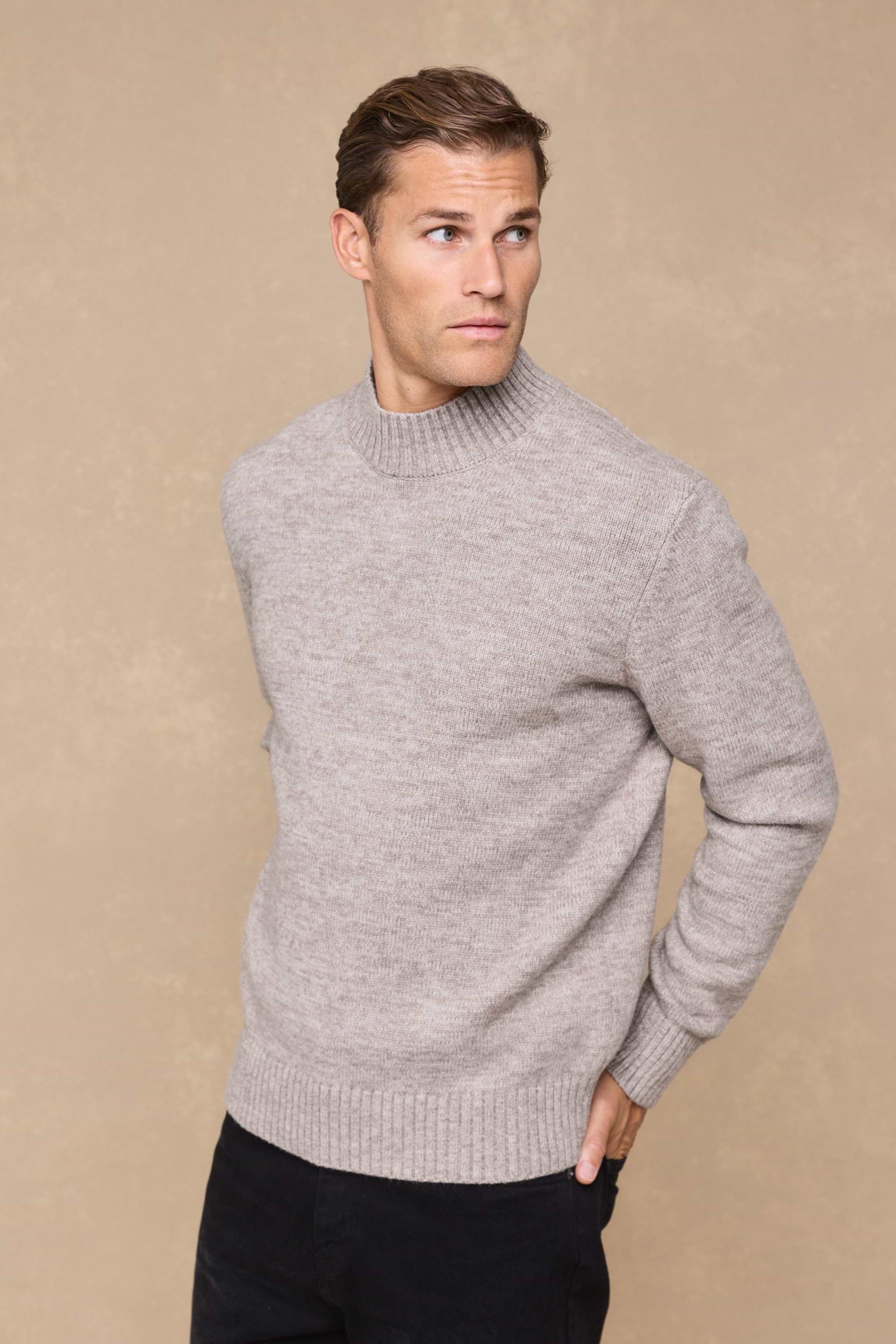 Delphi Crew Neck Knit - Light Brown Marl