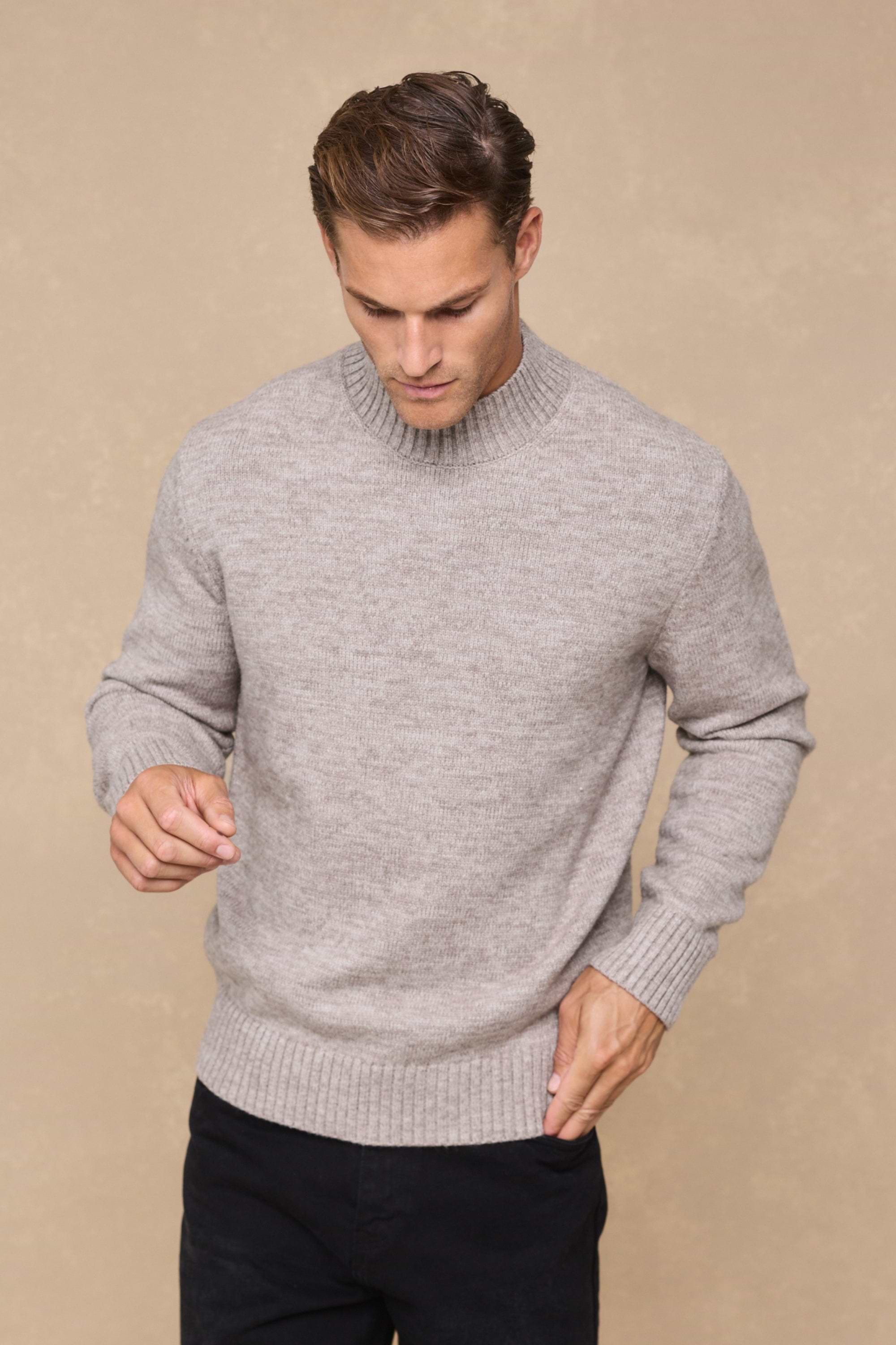 Delphi Crew Neck Knit - Light Brown Marl