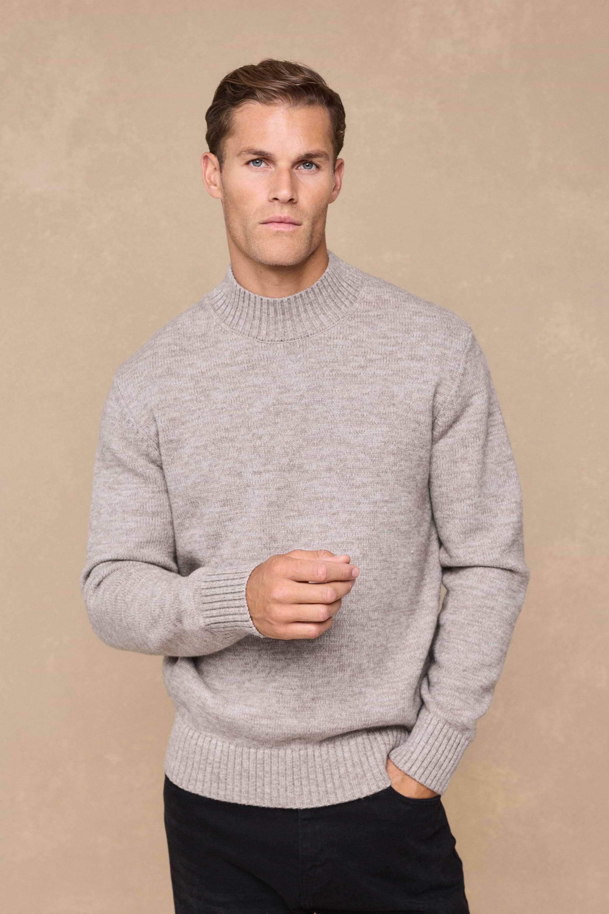 Delphi Crew Neck Knit - Light Brown Marl
