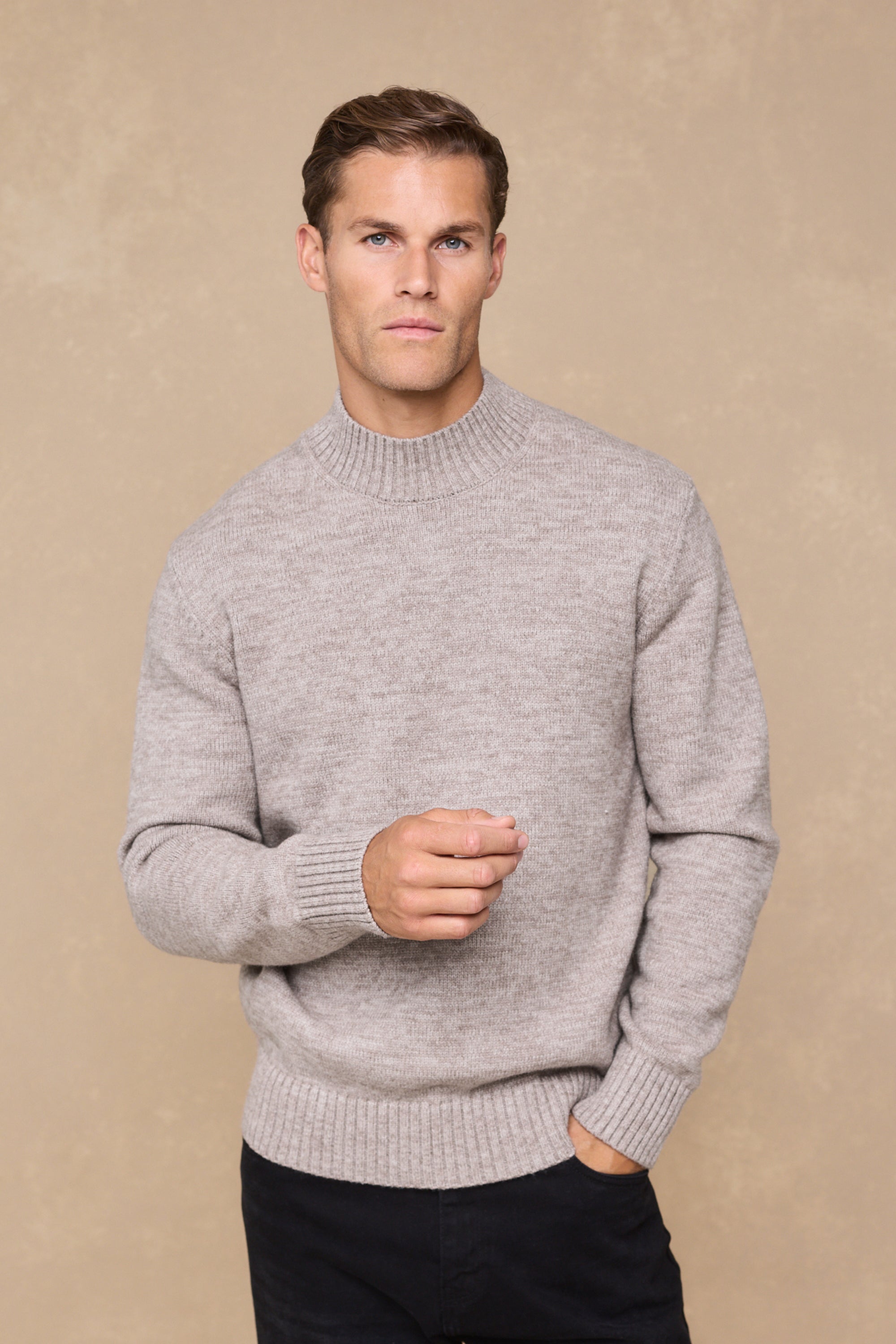 Delphi Crew Neck Knit - Light Brown Marl