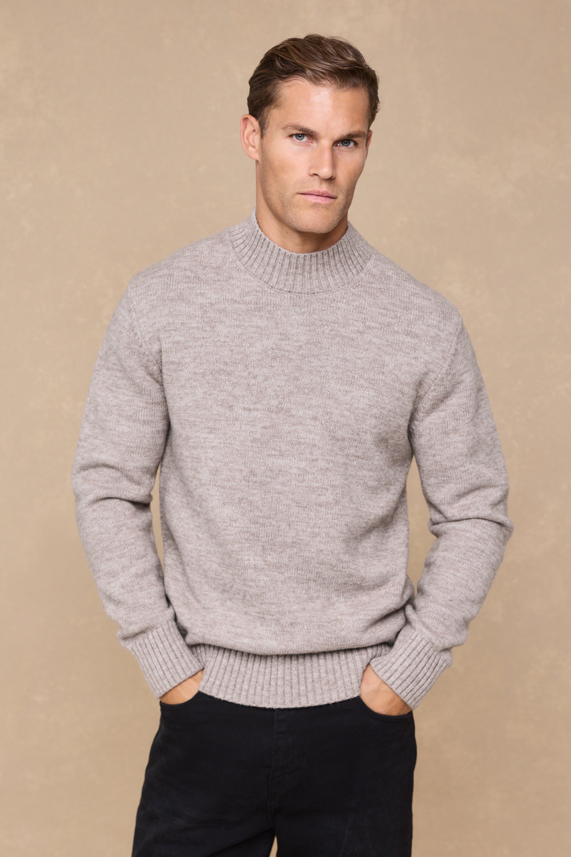 Delphi Crew Neck Knit - Light Brown Marl