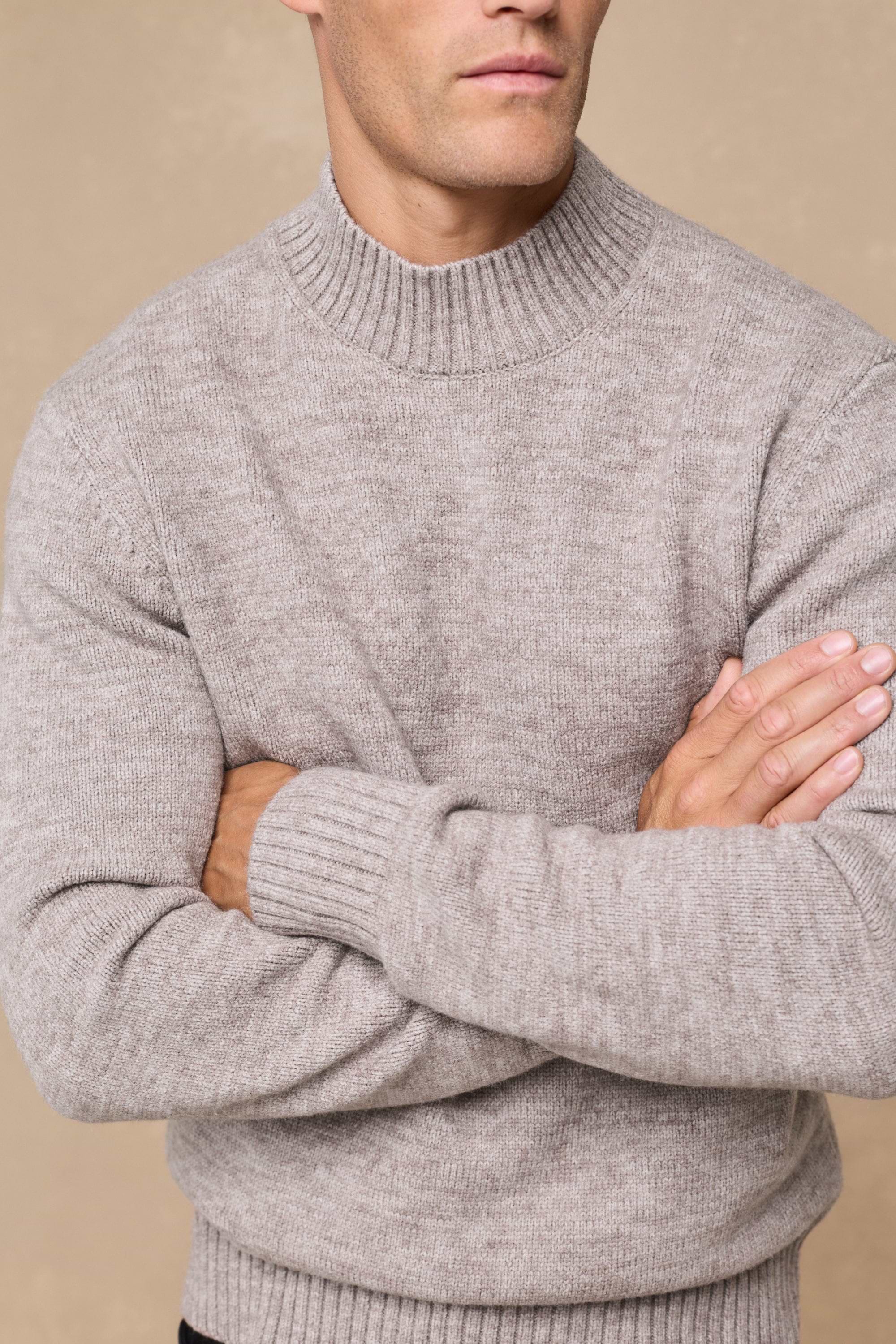 Delphi Crew Neck Knit - Light Brown Marl