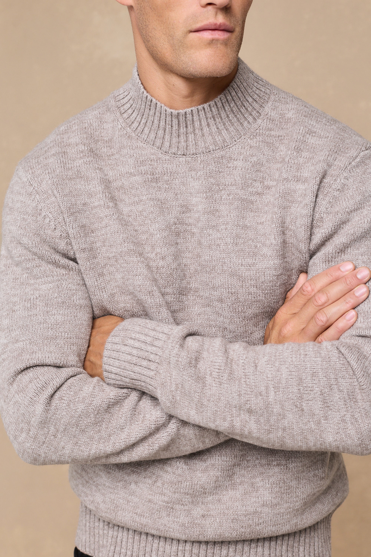 Delphi Crew Neck Knit - Light Brown Marl