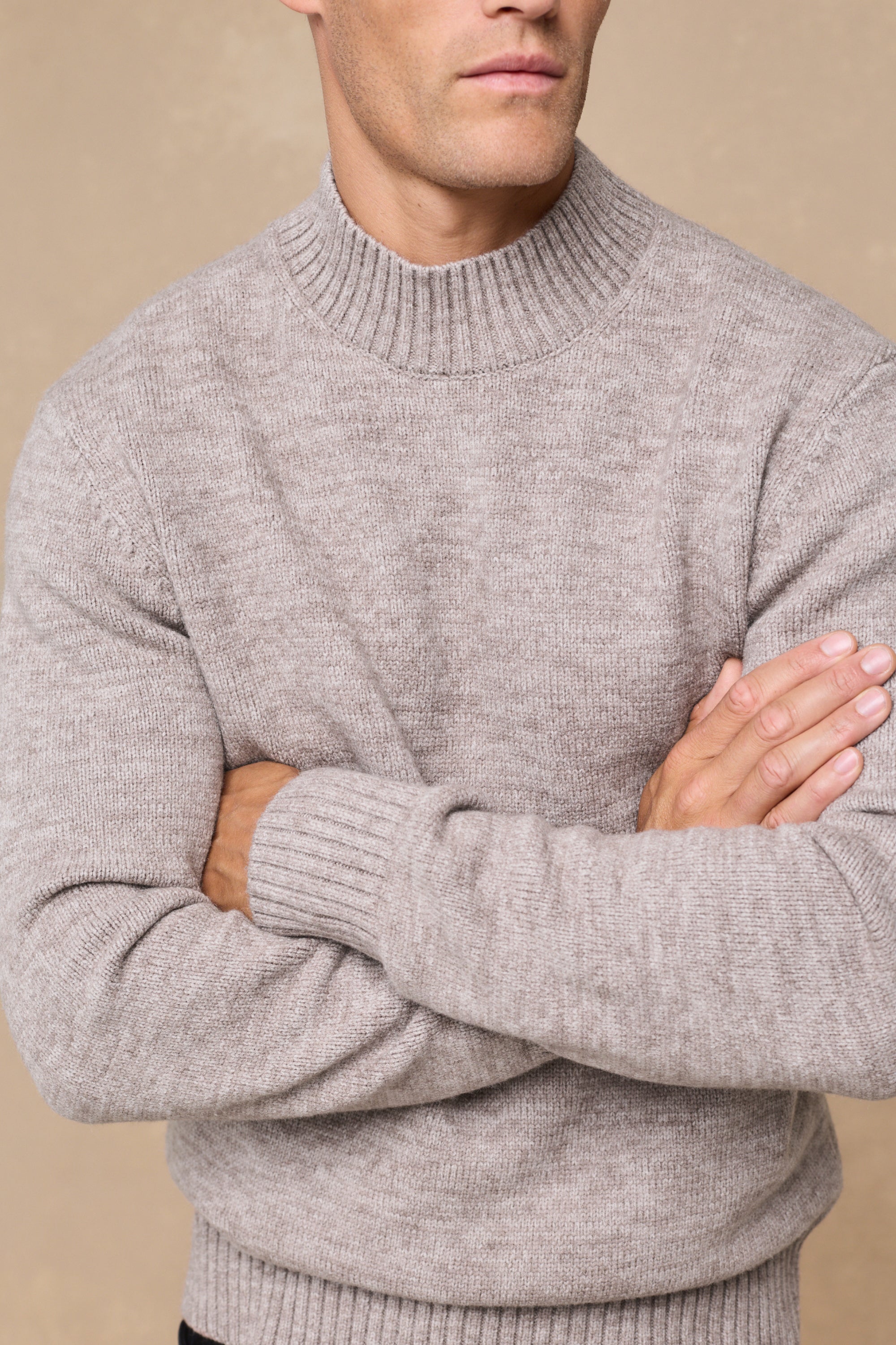 Delphi Crew Neck Knit - Light Brown Marl