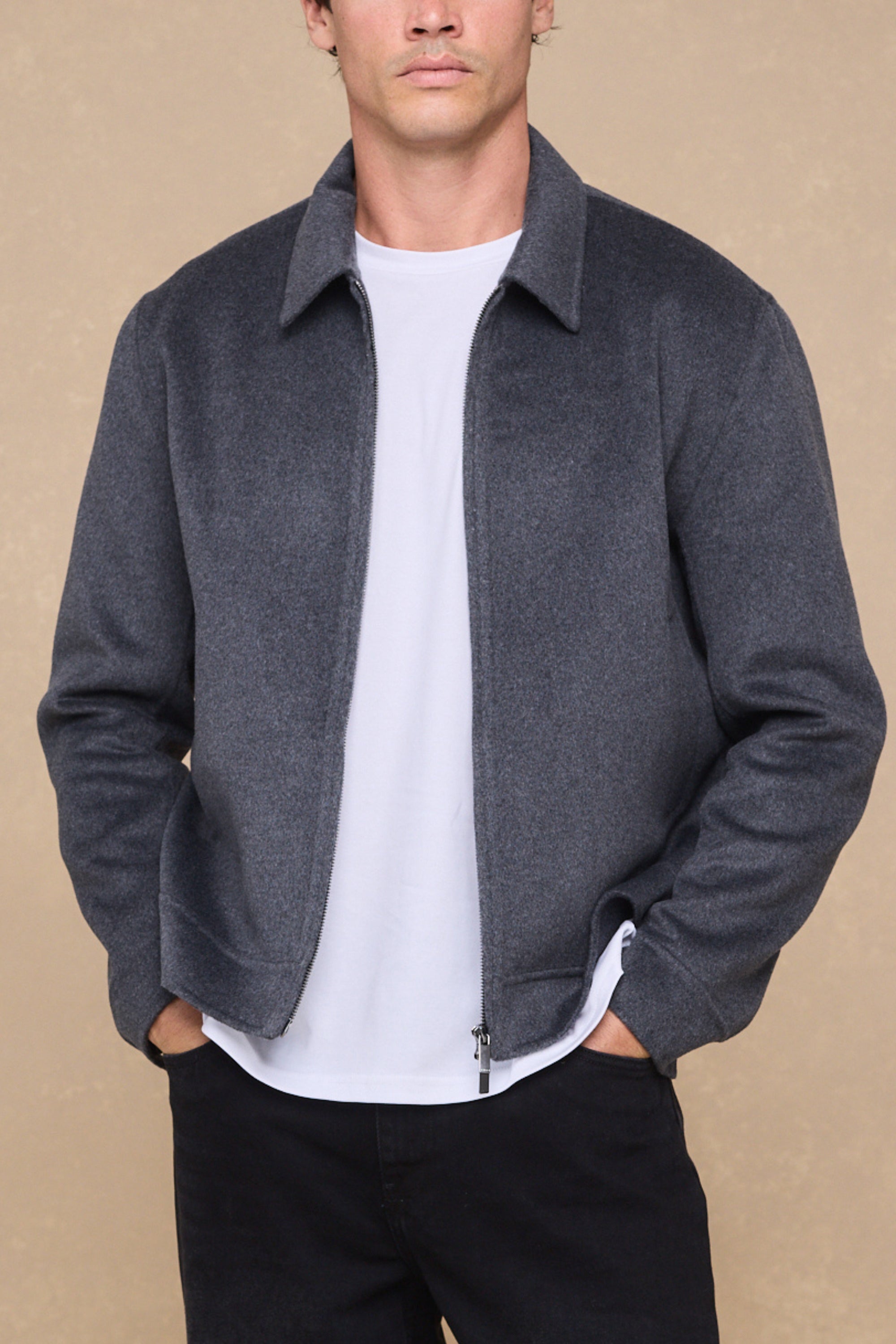 Finn Splittable Seam Zip Through Jacket - Grey Marl