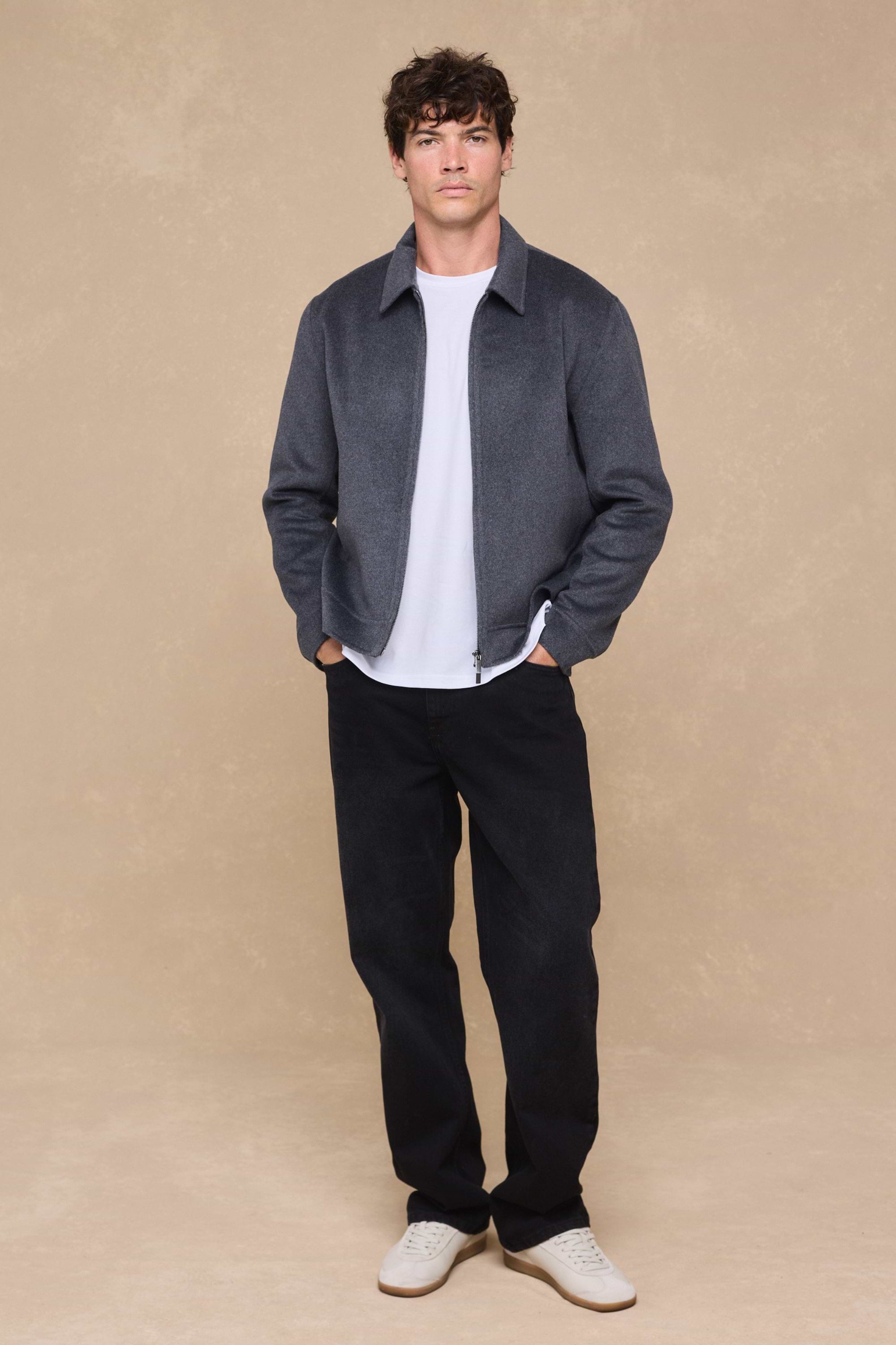 Finn Splittable Seam Zip Through Jacket - Grey Marl