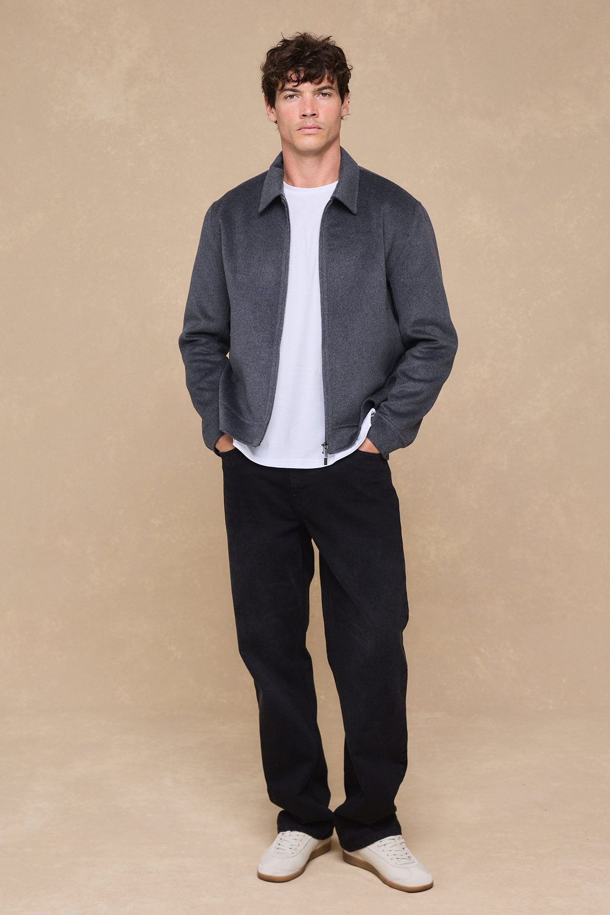 Finn Splittable Seam Zip Through Jacket - Grey Marl