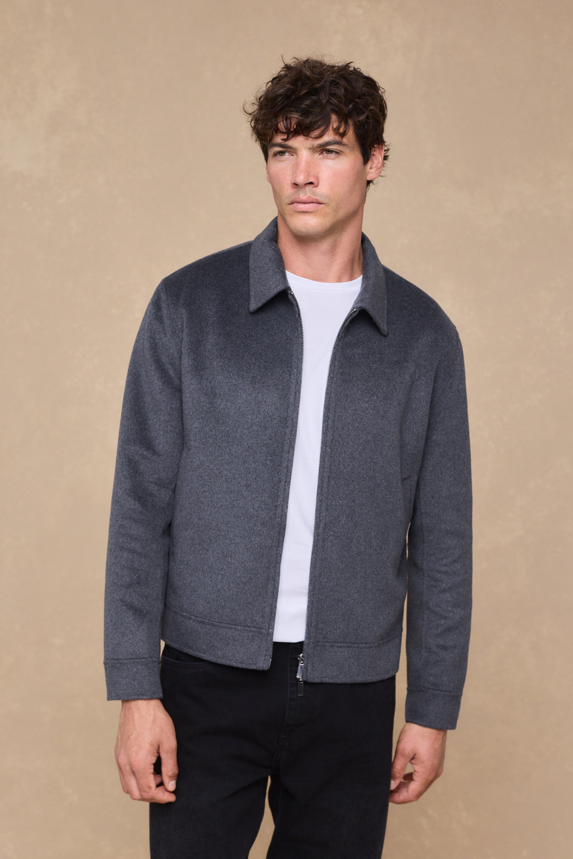 Finn Splittable Seam Zip Through Jacket - Grey Marl
