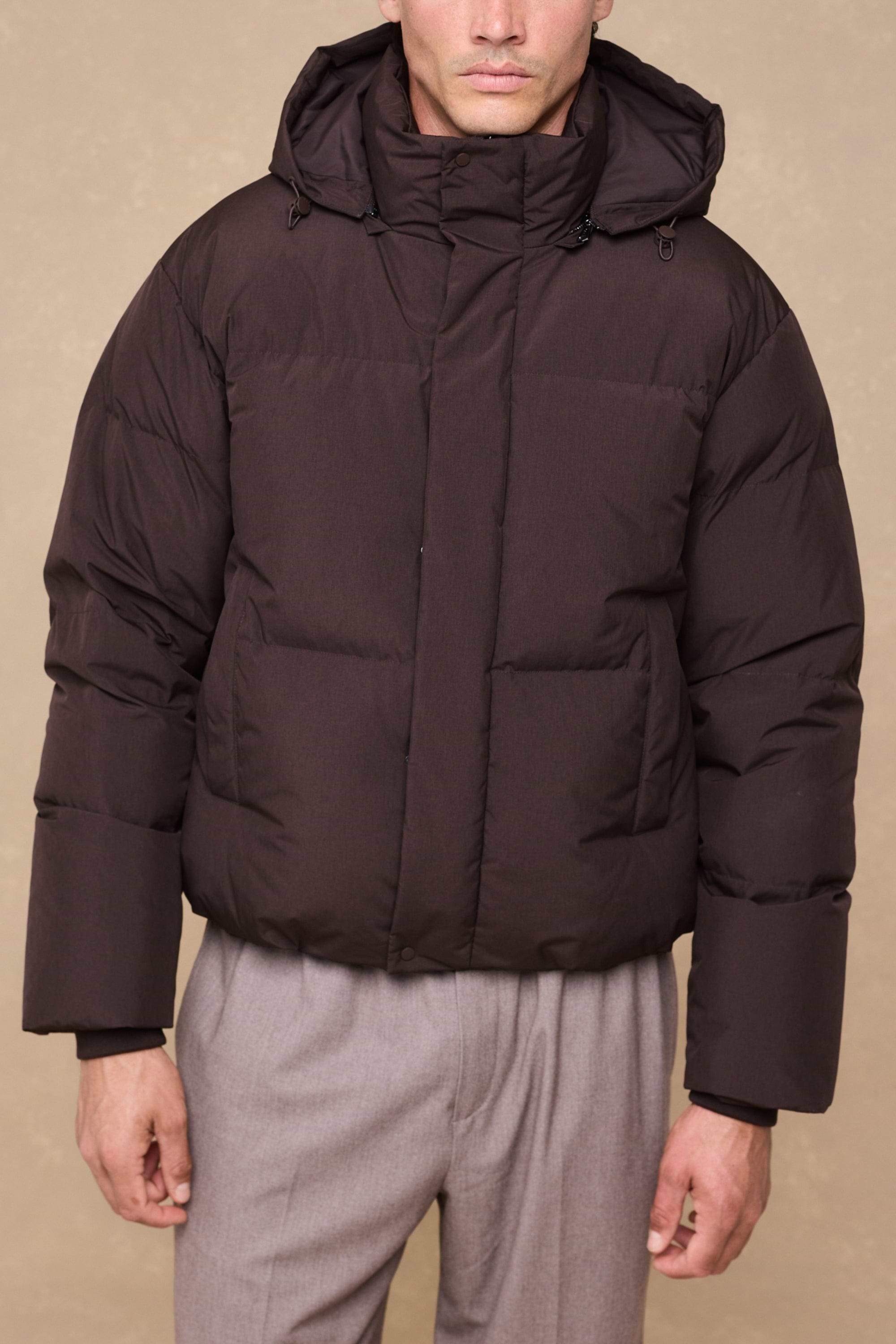 Nico Puffer Coat - Dark Brown Marl