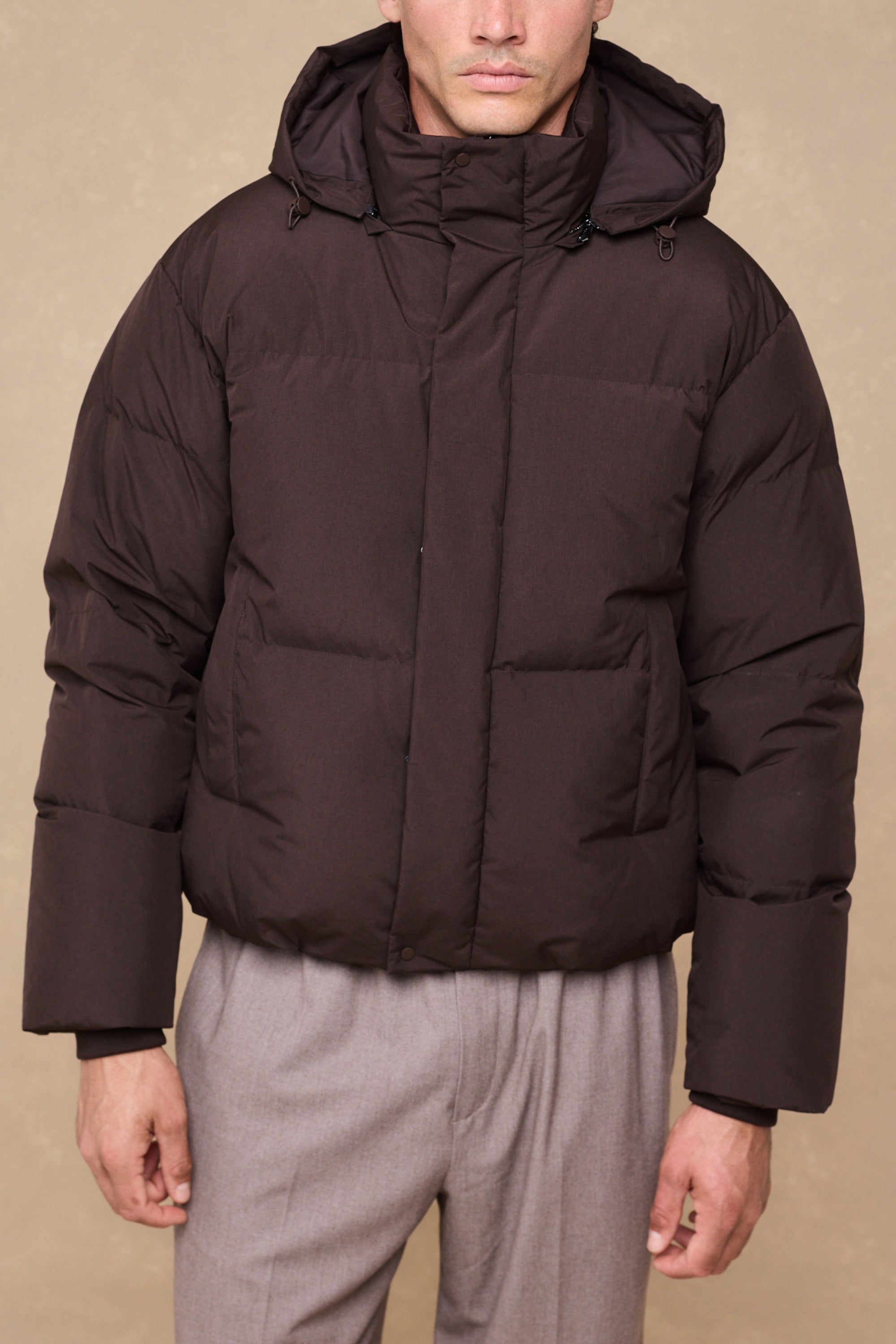 Nico Puffer Coat - Dark Brown Marl