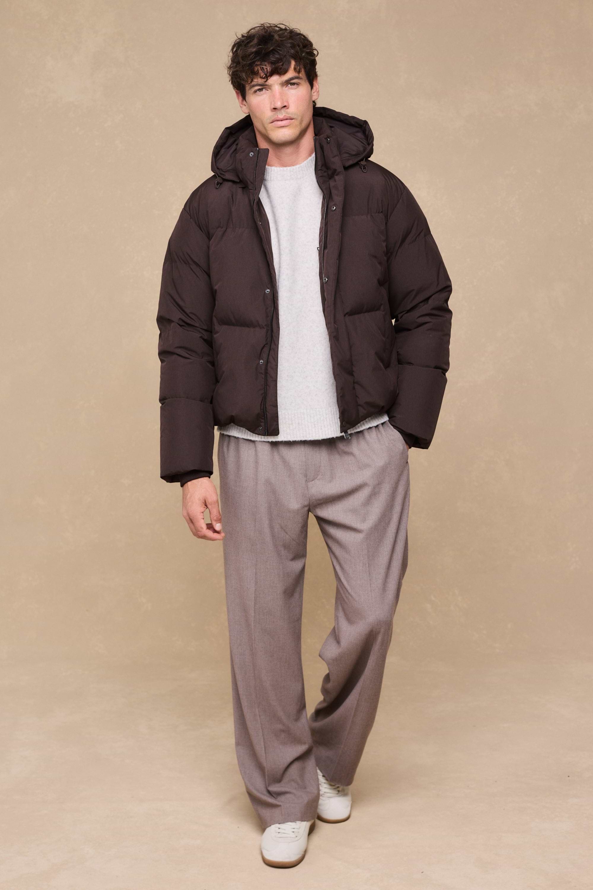 Nico Puffer Coat - Dark Brown Marl