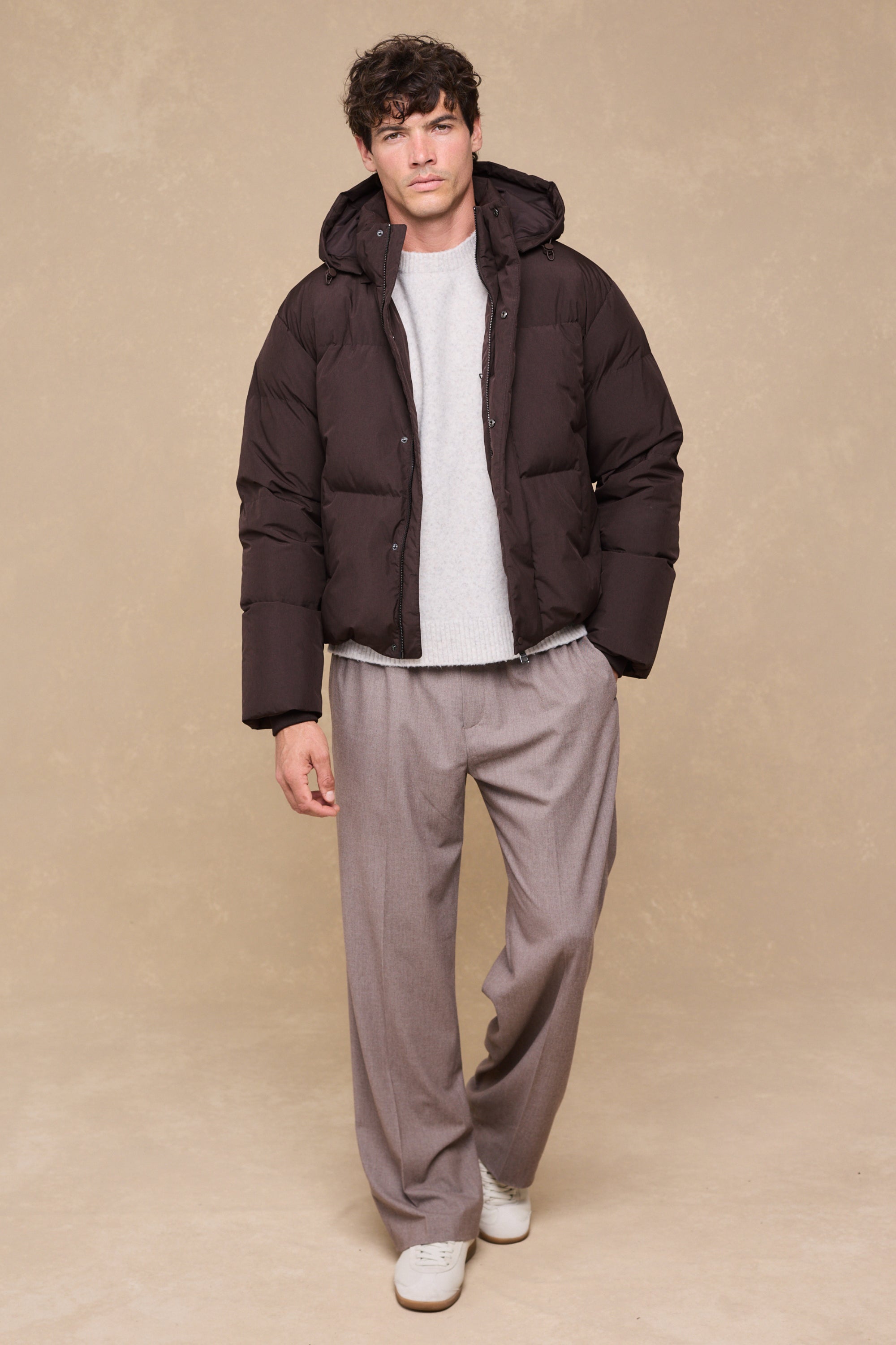 Nico Puffer Coat - Dark Brown Marl