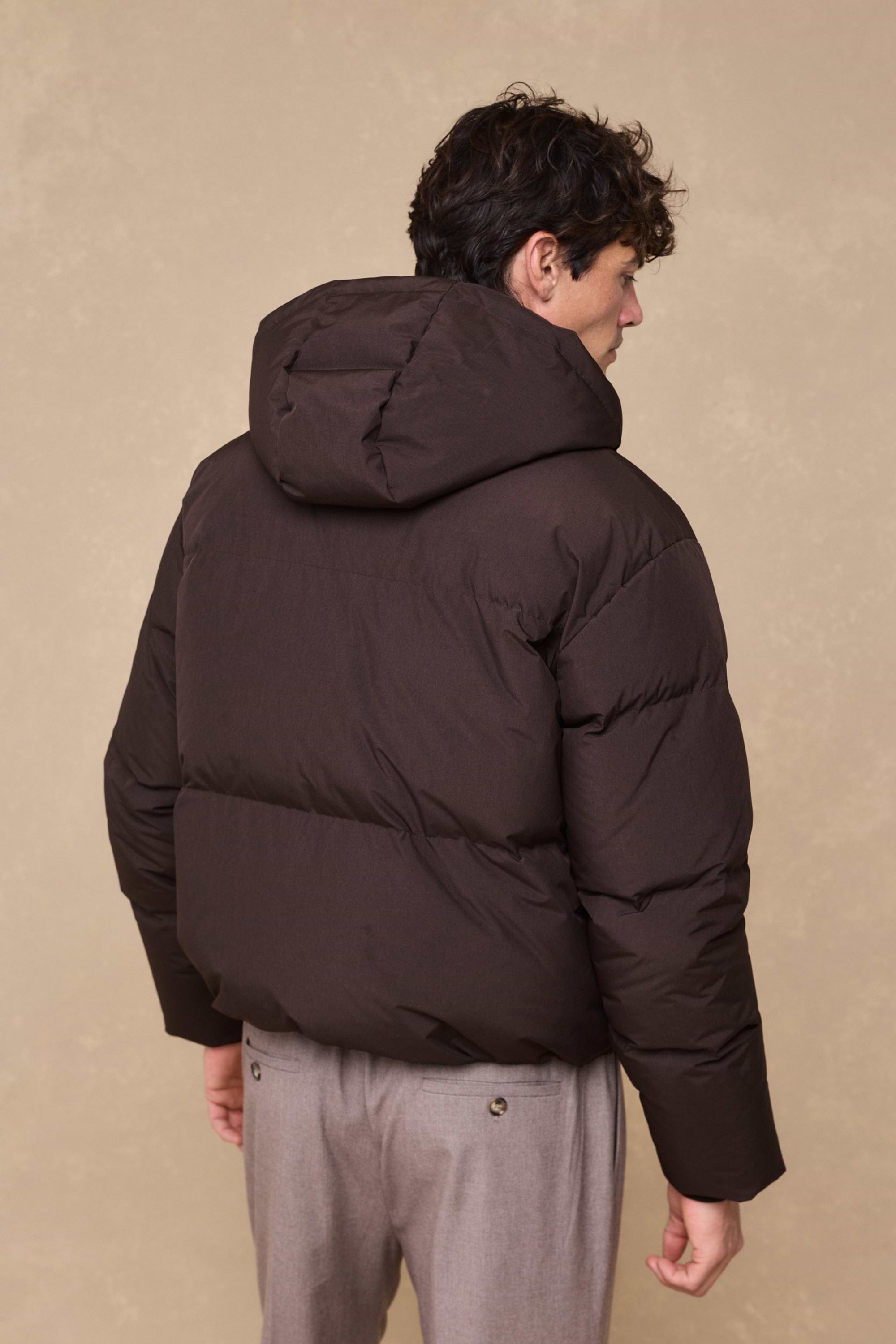 Nico Puffer Coat - Dark Brown Marl