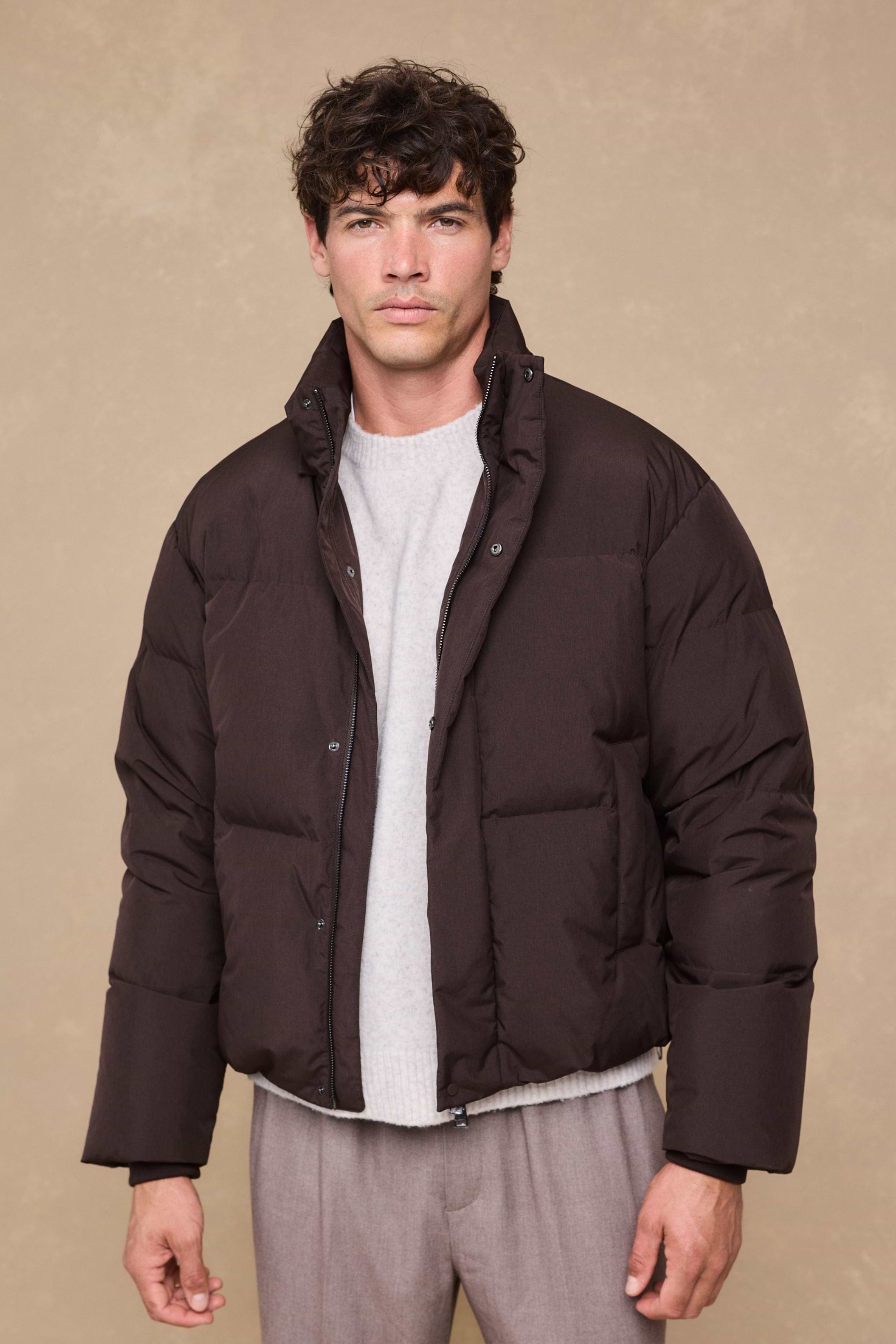 Nico Puffer Coat - Dark Brown Marl