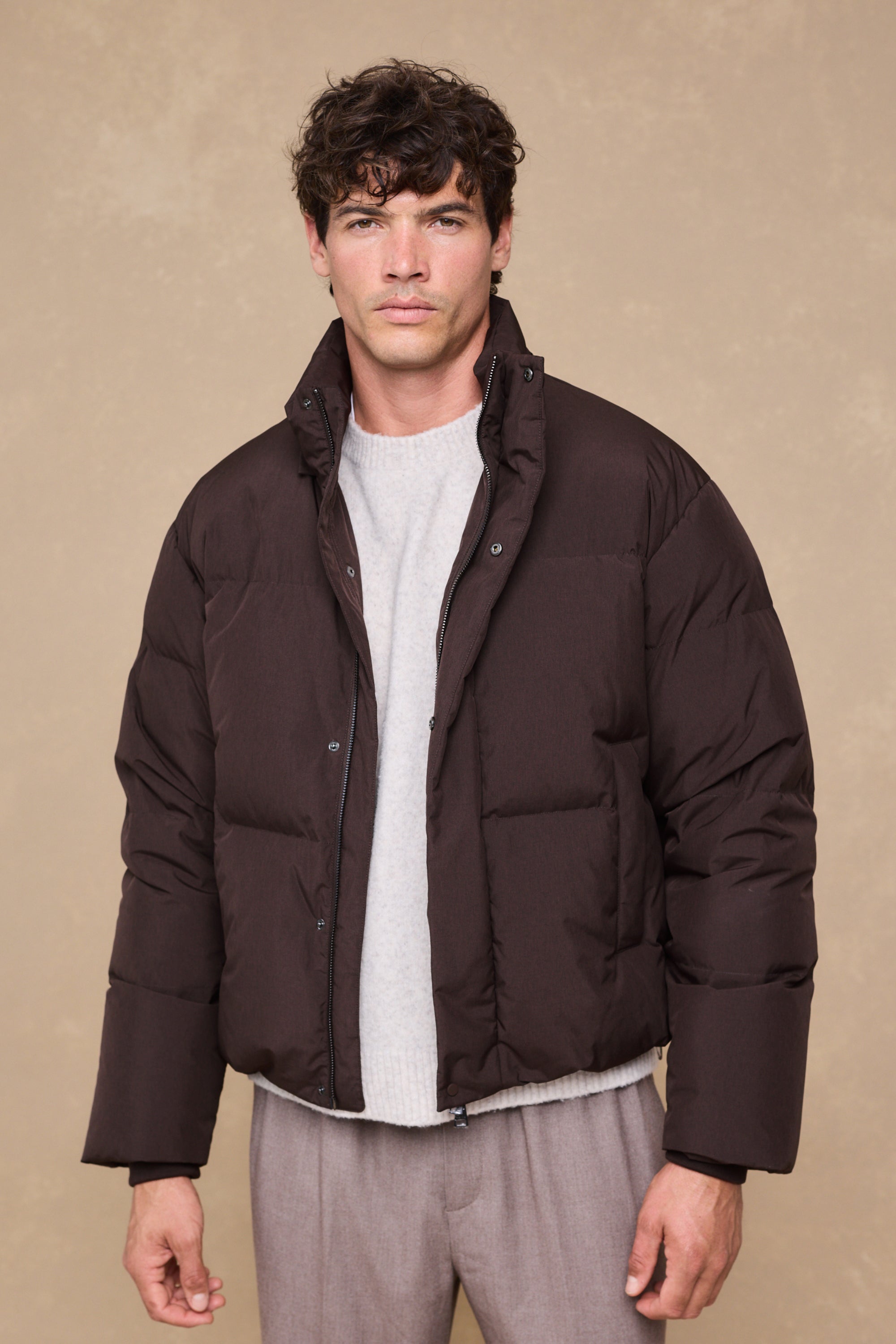 Nico Puffer Coat - Dark Brown Marl
