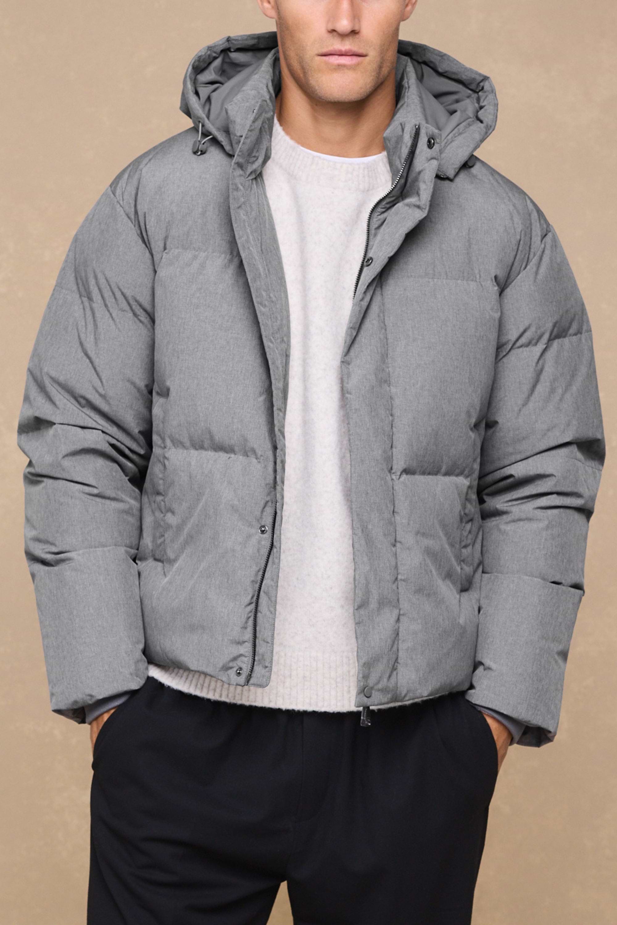 Nico Puffer Coat - Grey Marl