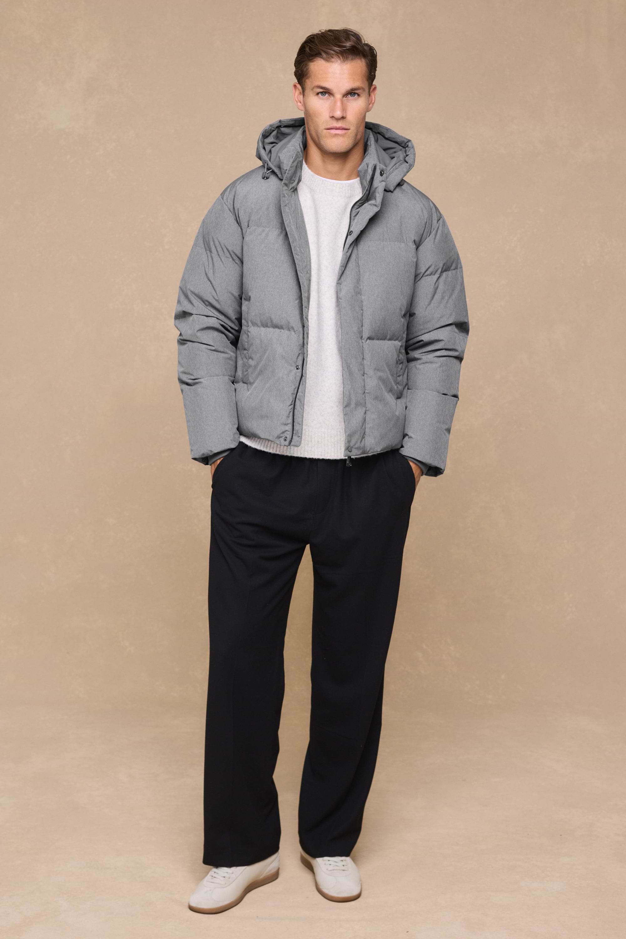 Nico Puffer Coat - Grey Marl