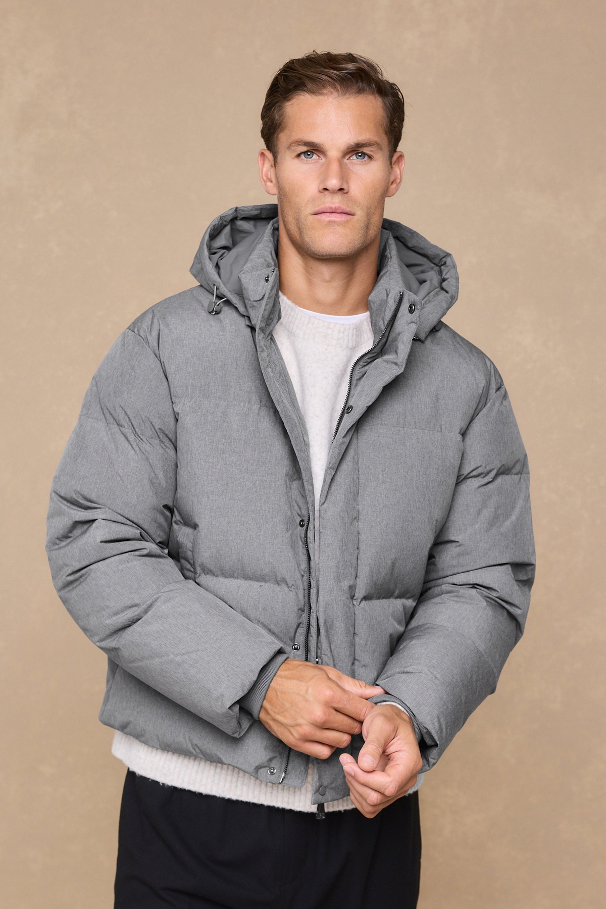 Nico Puffer Coat - Grey Marl