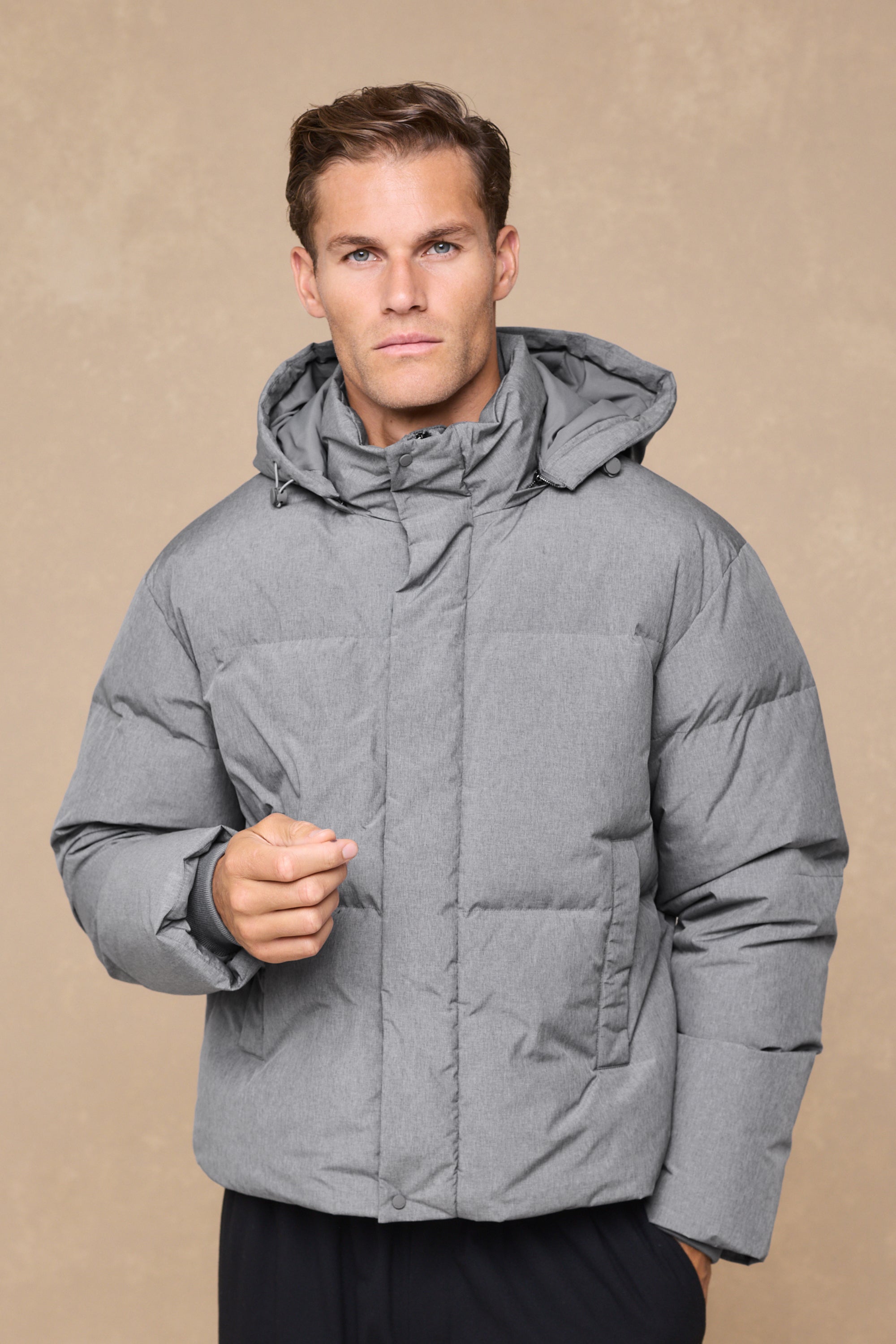 Nico Puffer Coat - Grey Marl