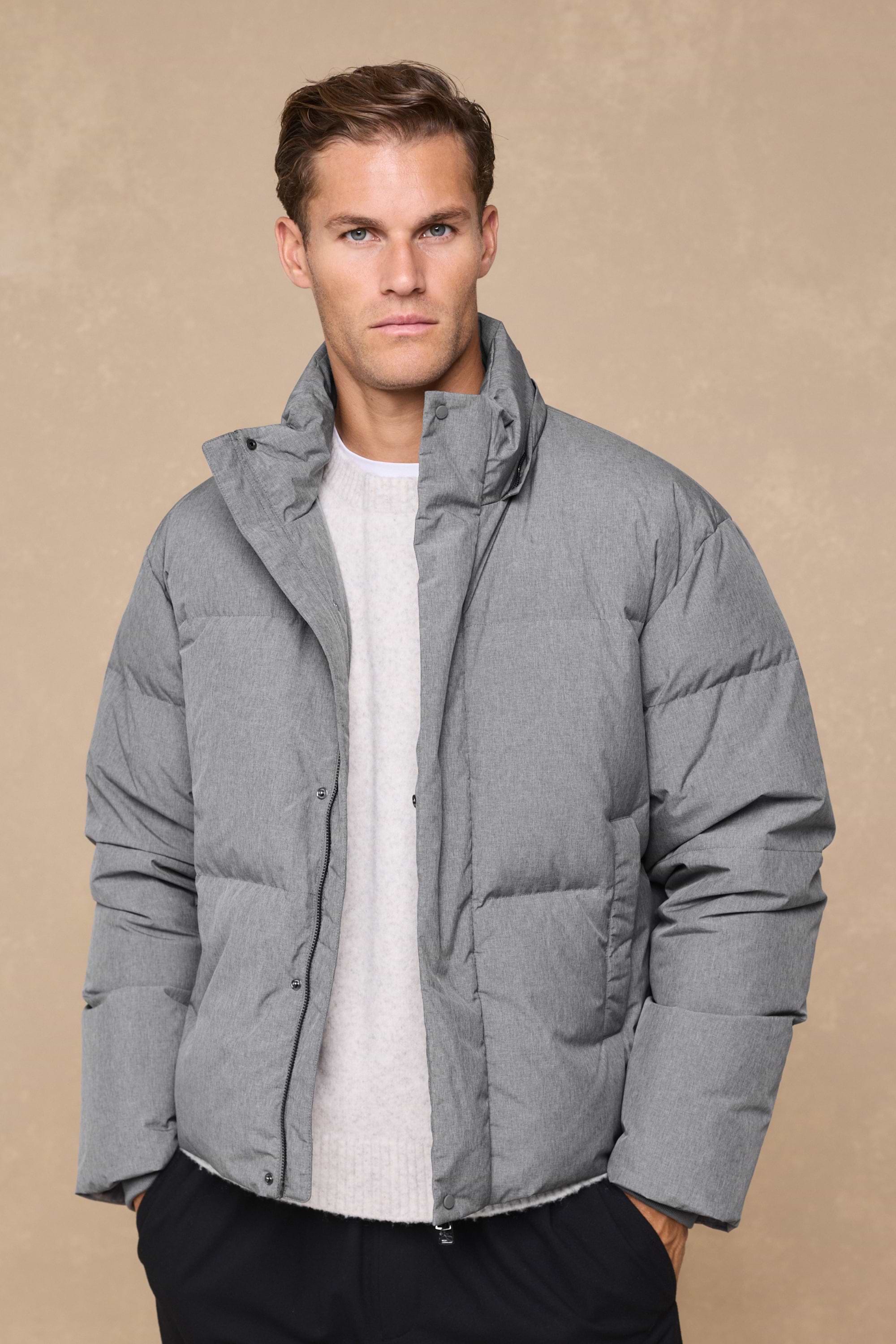 Nico Puffer Coat - Grey Marl