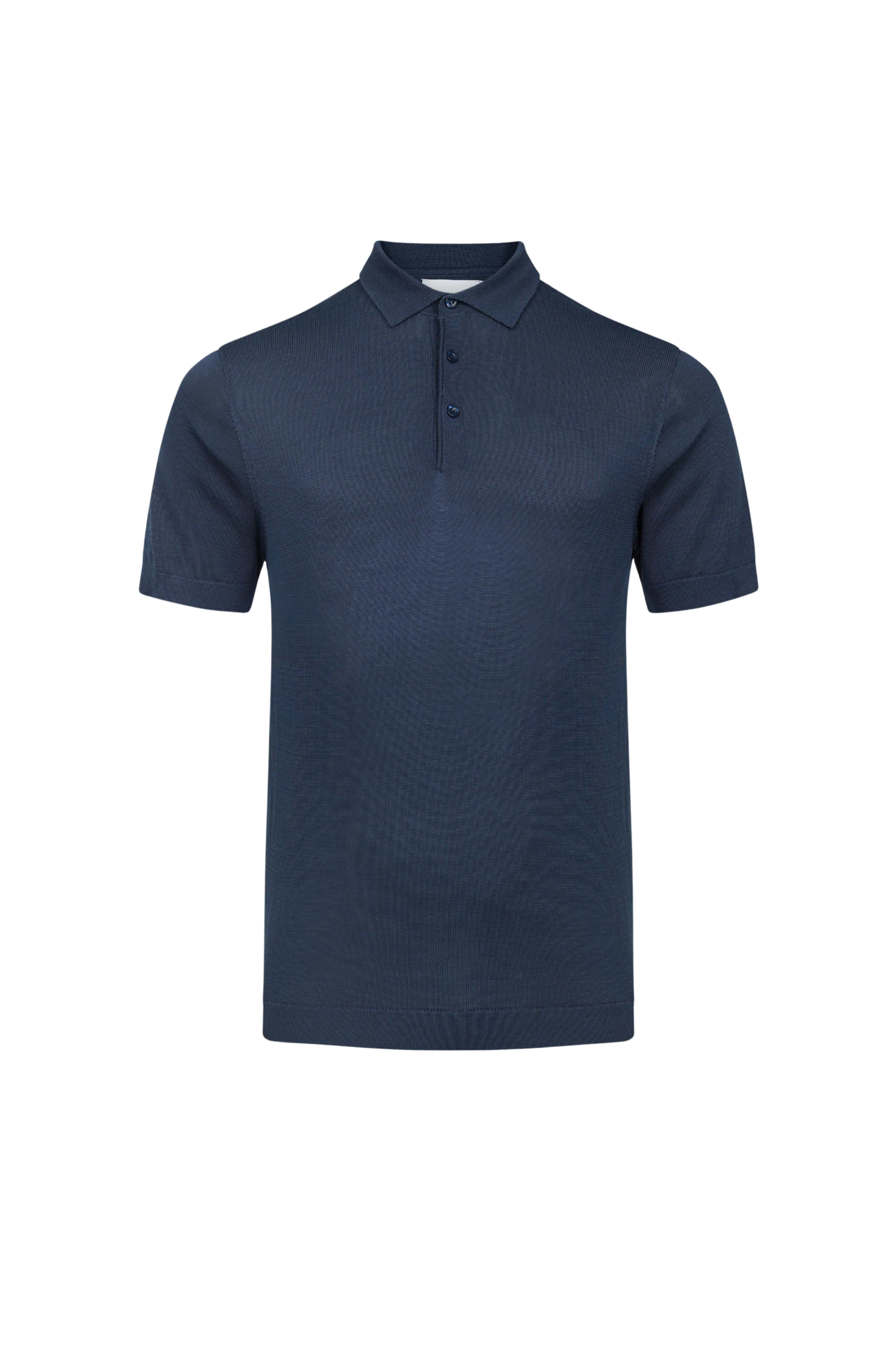 Pablo Half Placket Short Sleeve Knitted Polo - Navy