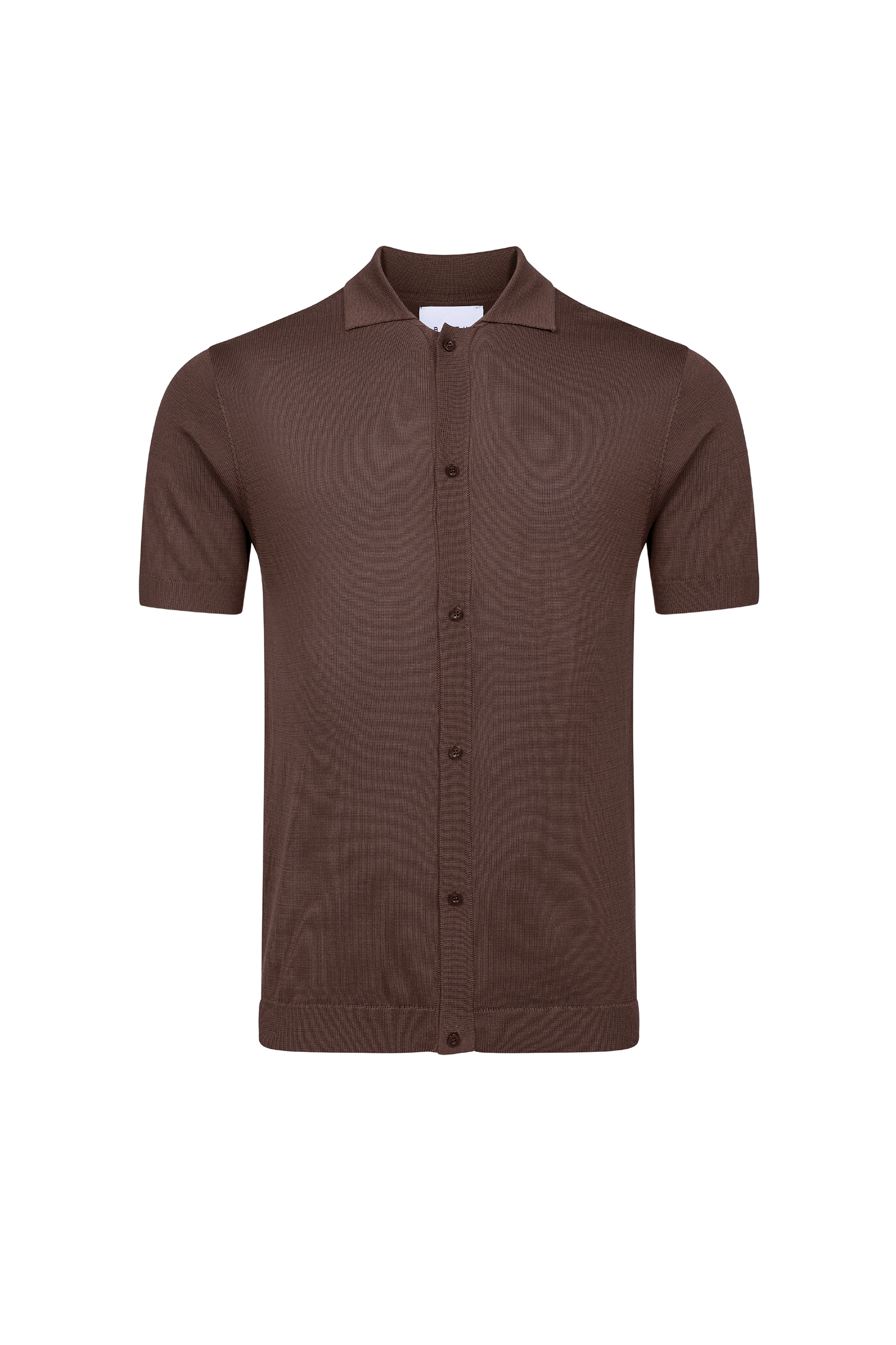 Pedro Button Through Short Sleeve Knitted Shirt - Brown
