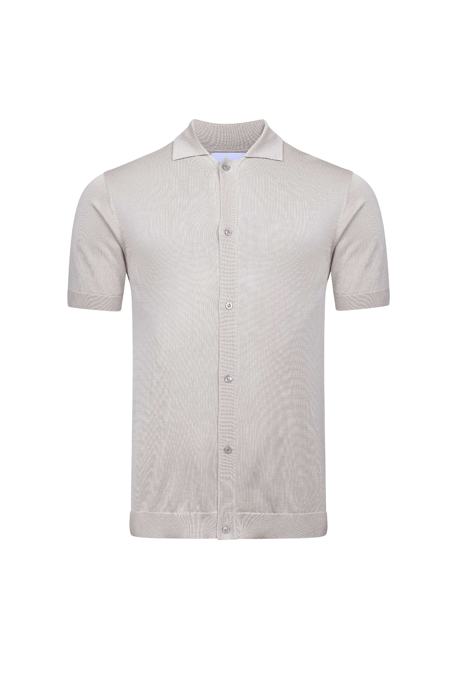 Pedro Button Through Short Sleeve Knitted Shirt - Cream