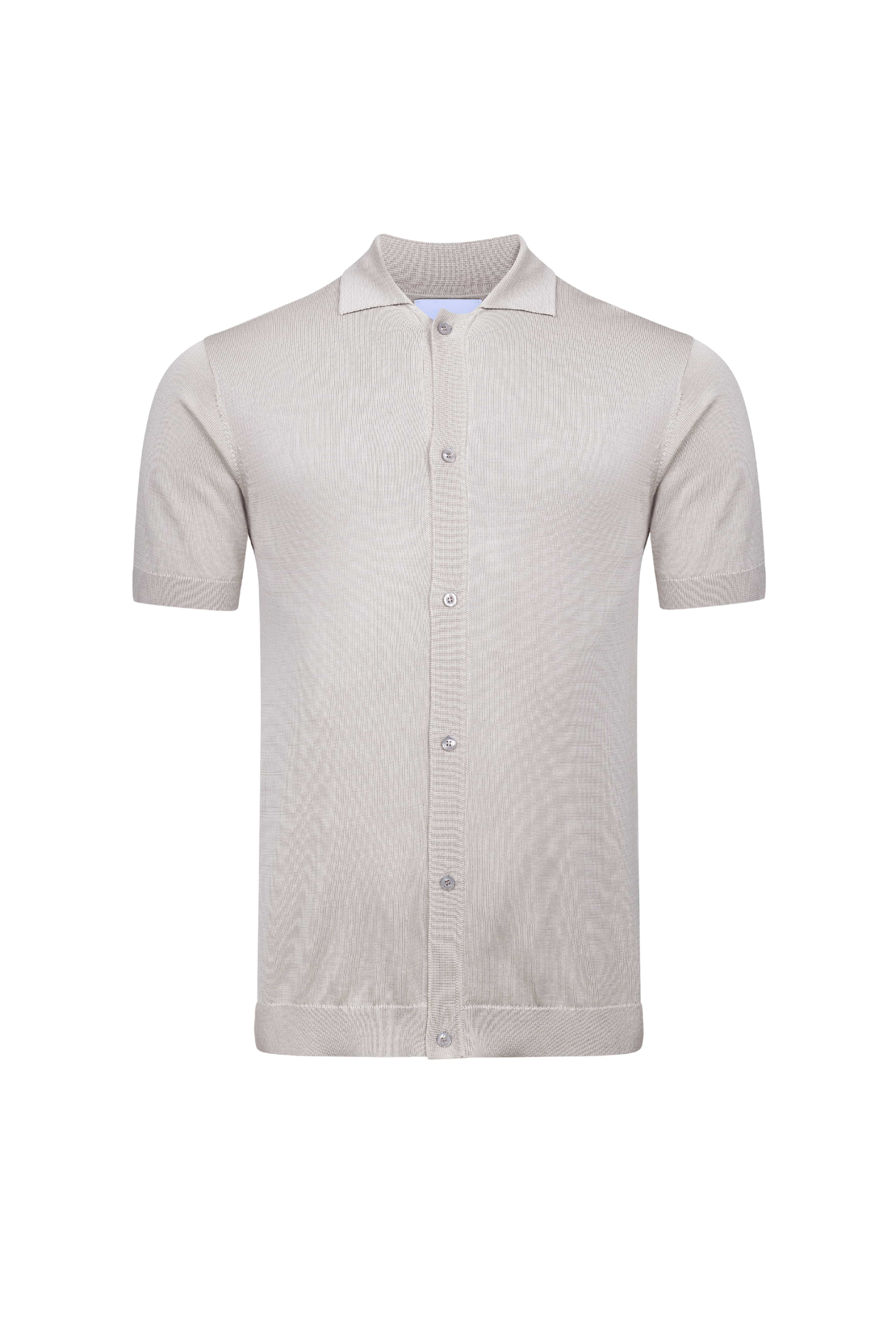Pedro Button Through Short Sleeve Knitted Shirt - Cream
