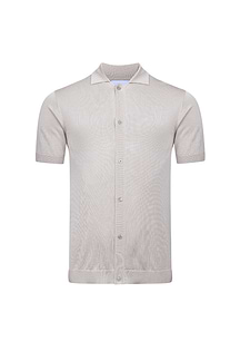 Pedro Button Through Short Sleeve Knitted Shirt - Cream