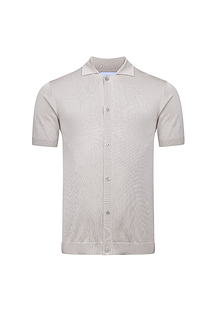 Pedro Button Through Short Sleeve Knitted Shirt - Cream