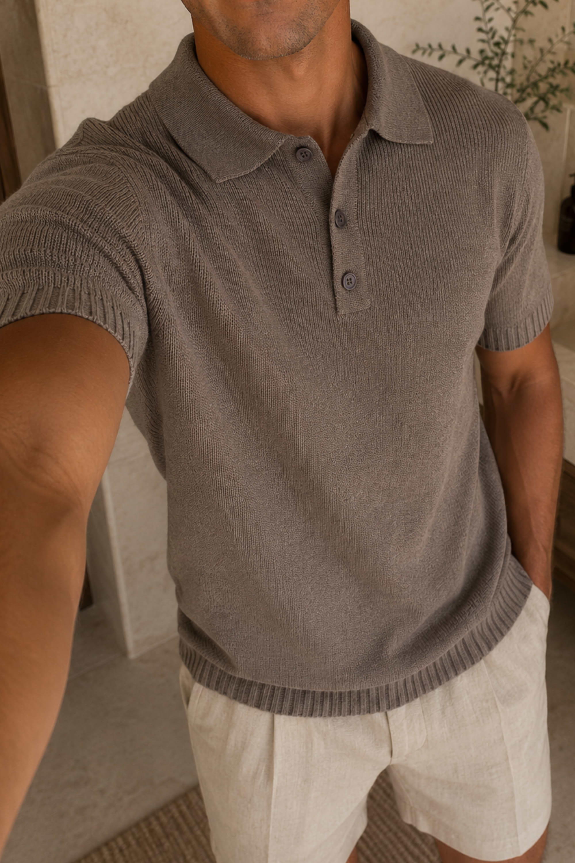 Sorelle Short Sleeve Rib Knit Polo - Dark Sage