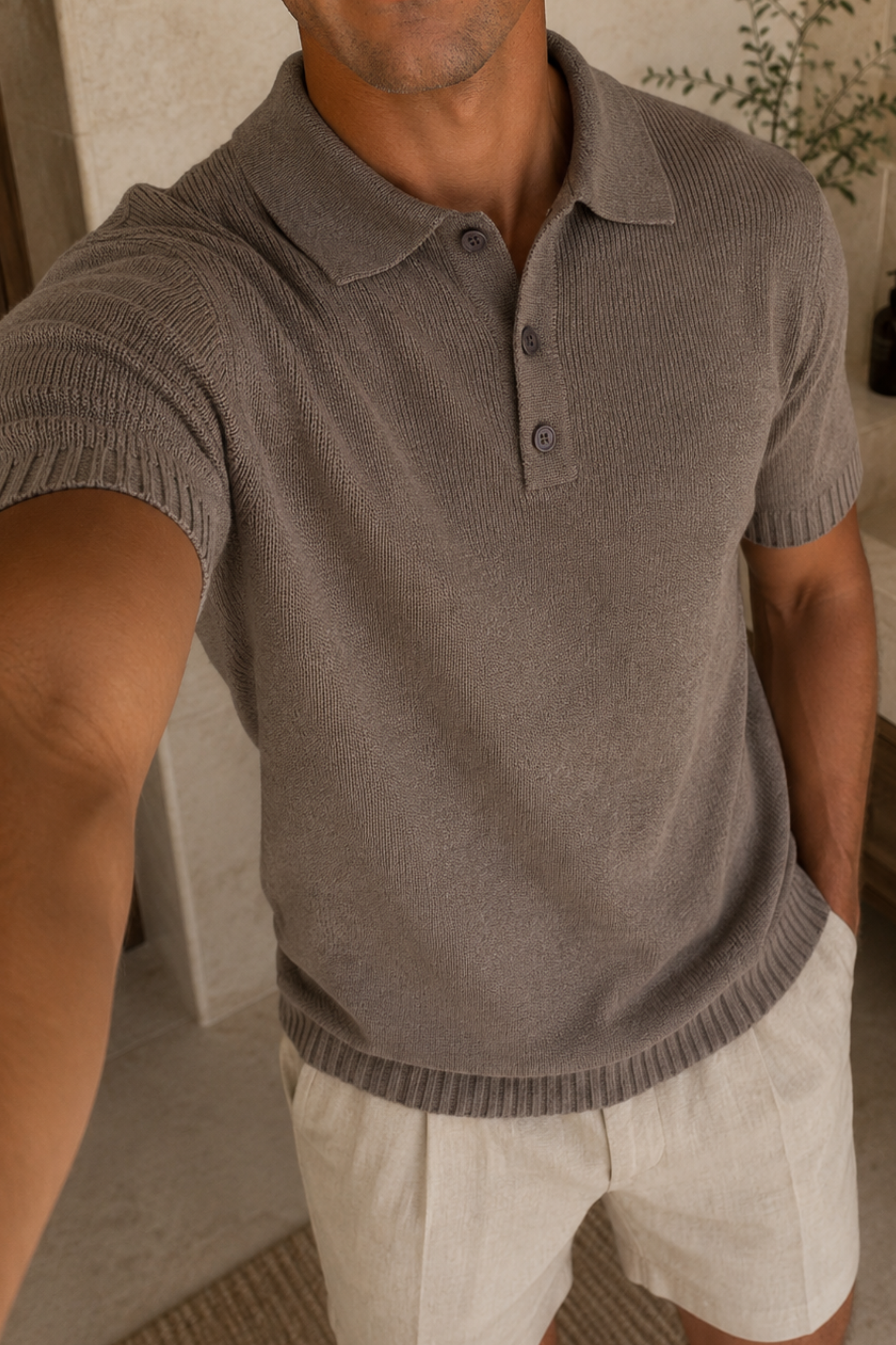 Sorelle Short Sleeve Rib Knit Polo - Dark Sage
