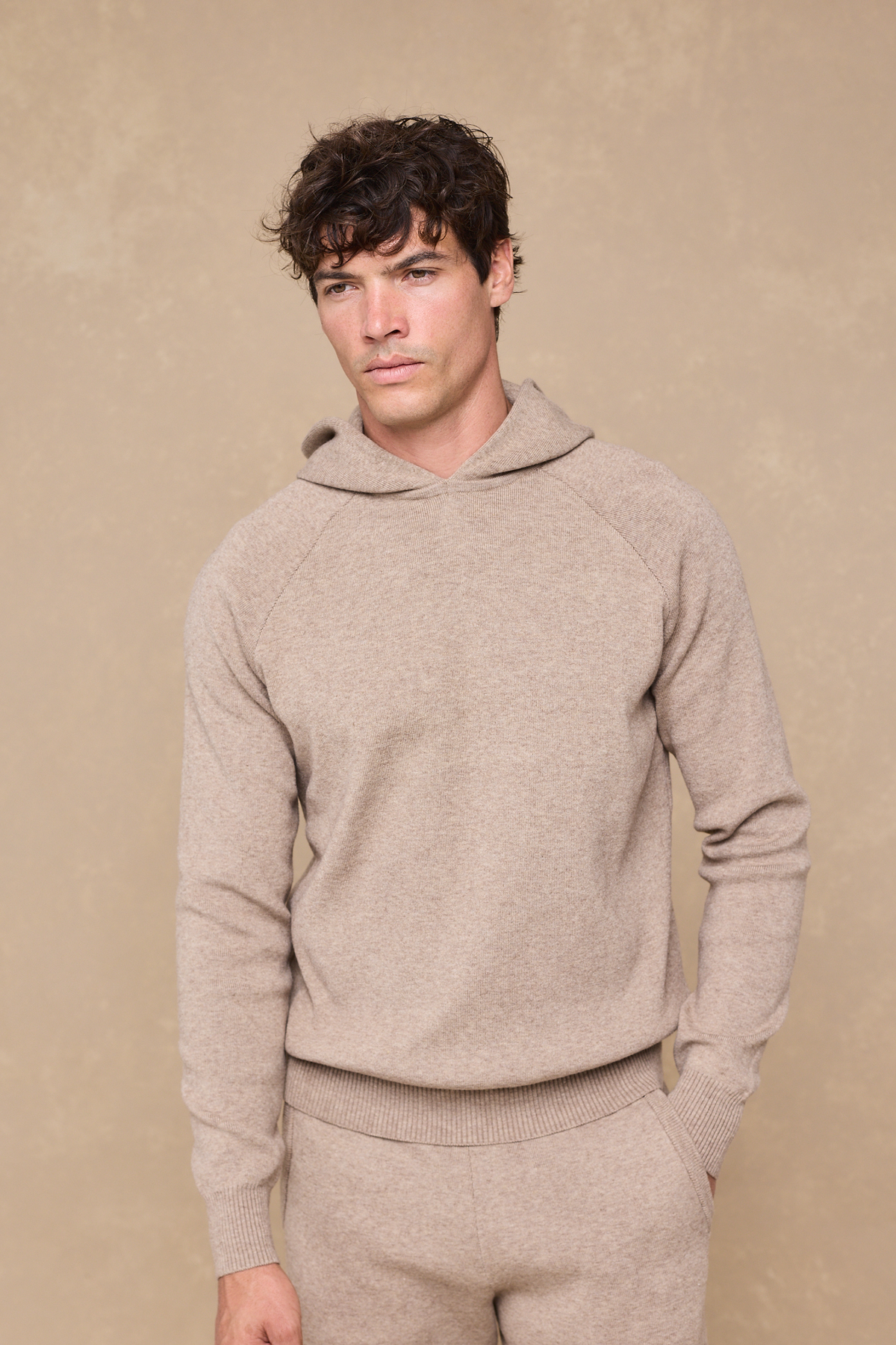 Theo Strick-Hoodie - Biscuit Beige