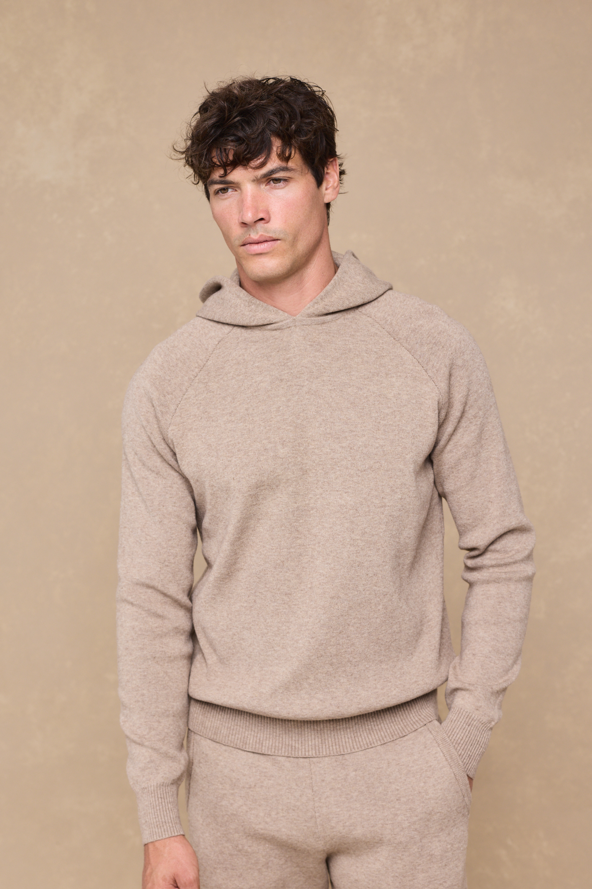 Theo Strick-Hoodie - Biscuit Beige