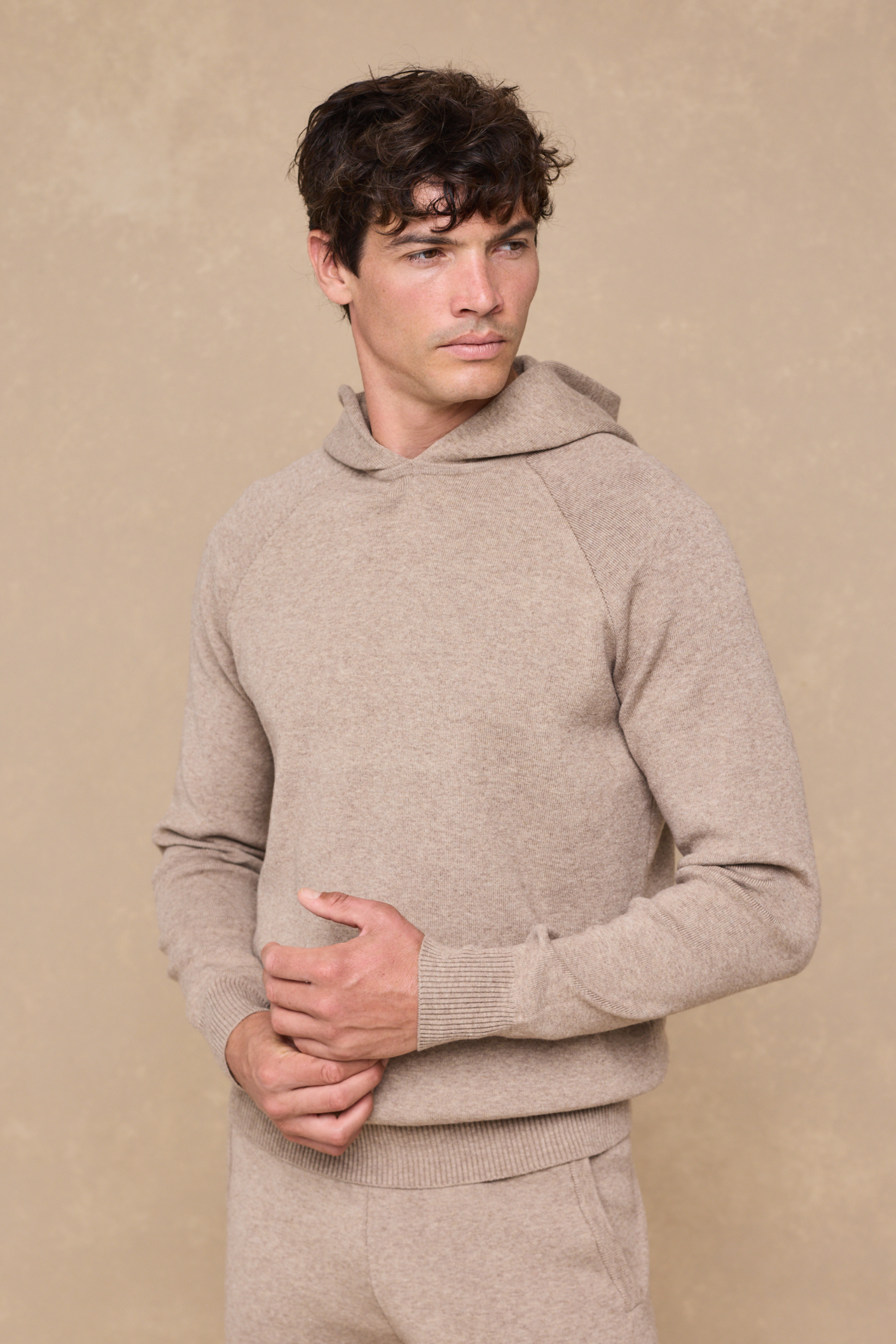 Theo Strick-Hoodie - Biscuit Beige