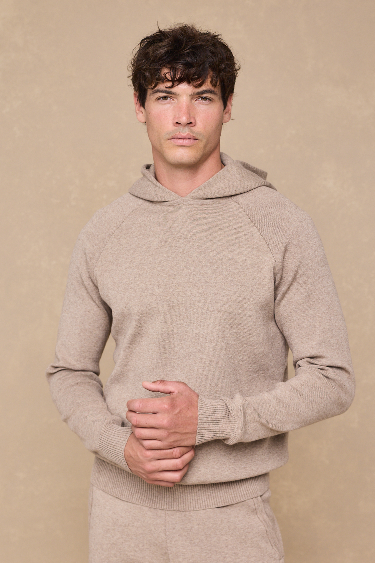 Theo Strick-Hoodie - Biscuit Beige