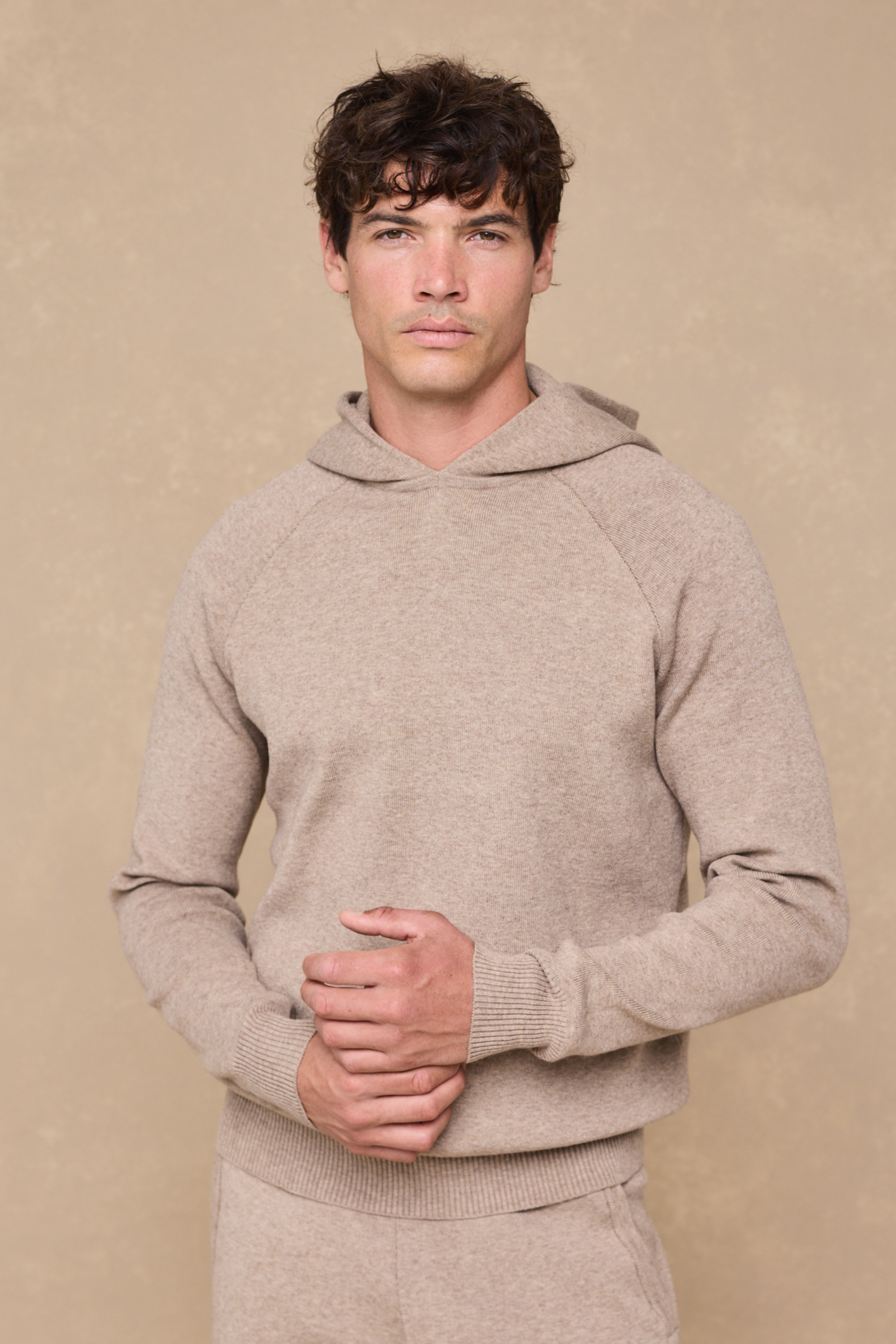 Theo Strick-Hoodie - Biscuit Beige