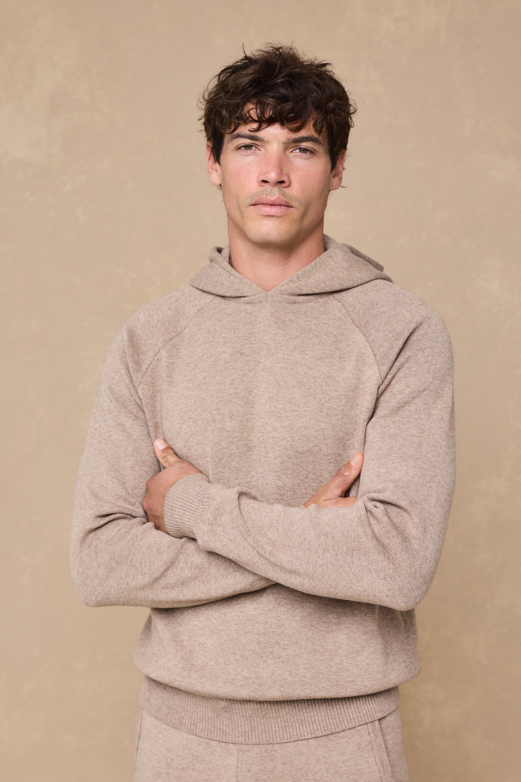 Theo Strick-Hoodie - Biscuit Beige