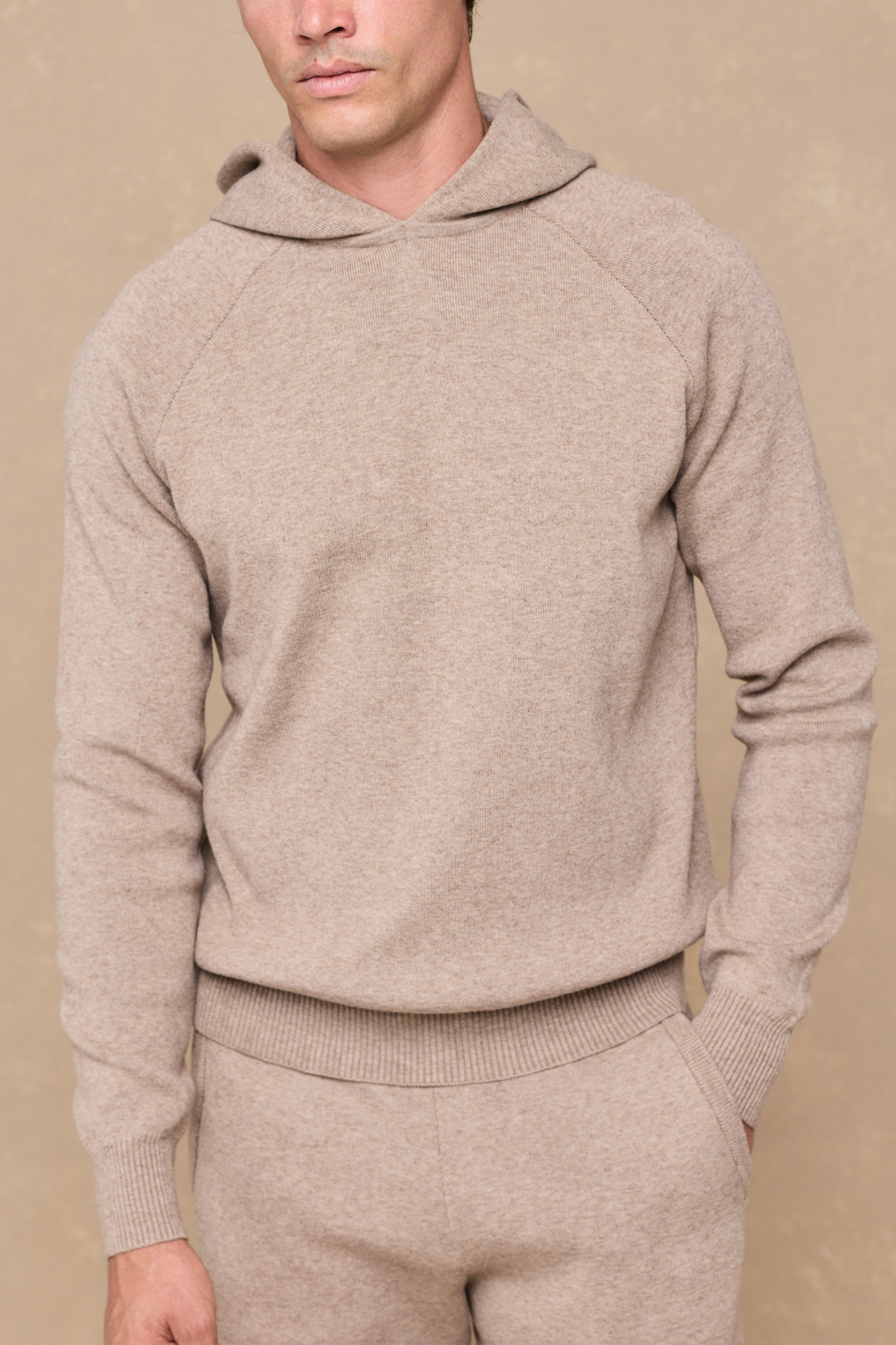 Theo Strick-Hoodie - Biscuit Beige