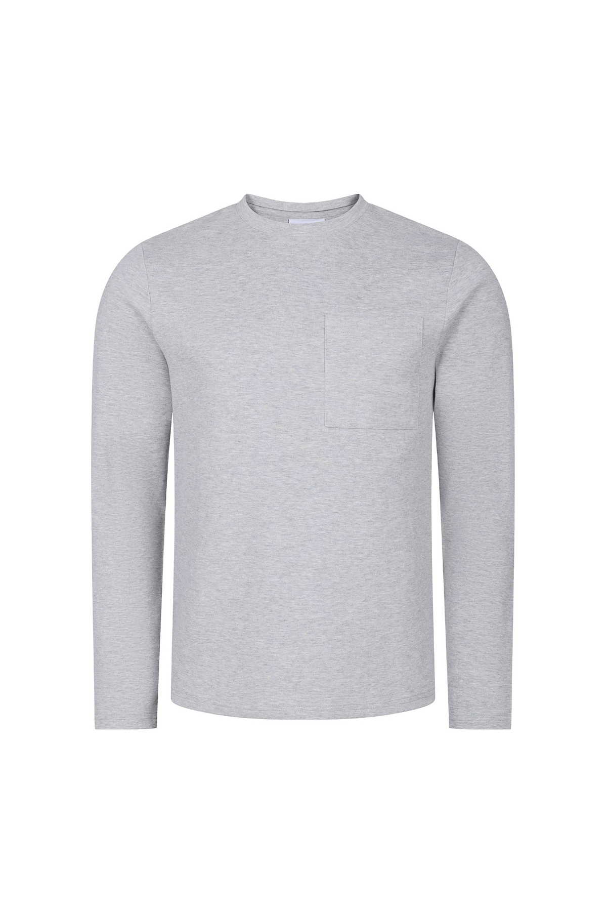 Tyler Langarm-T-Shirt mit Tasche – Graumeliert