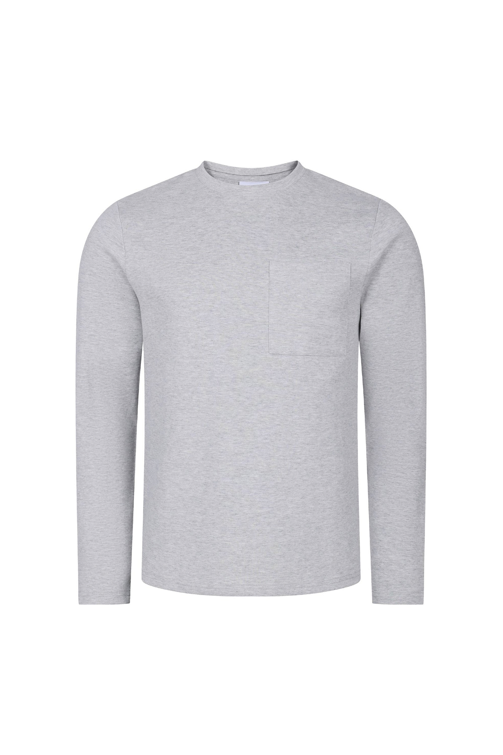 Tyler Langarm-T-Shirt mit Tasche – Graumeliert