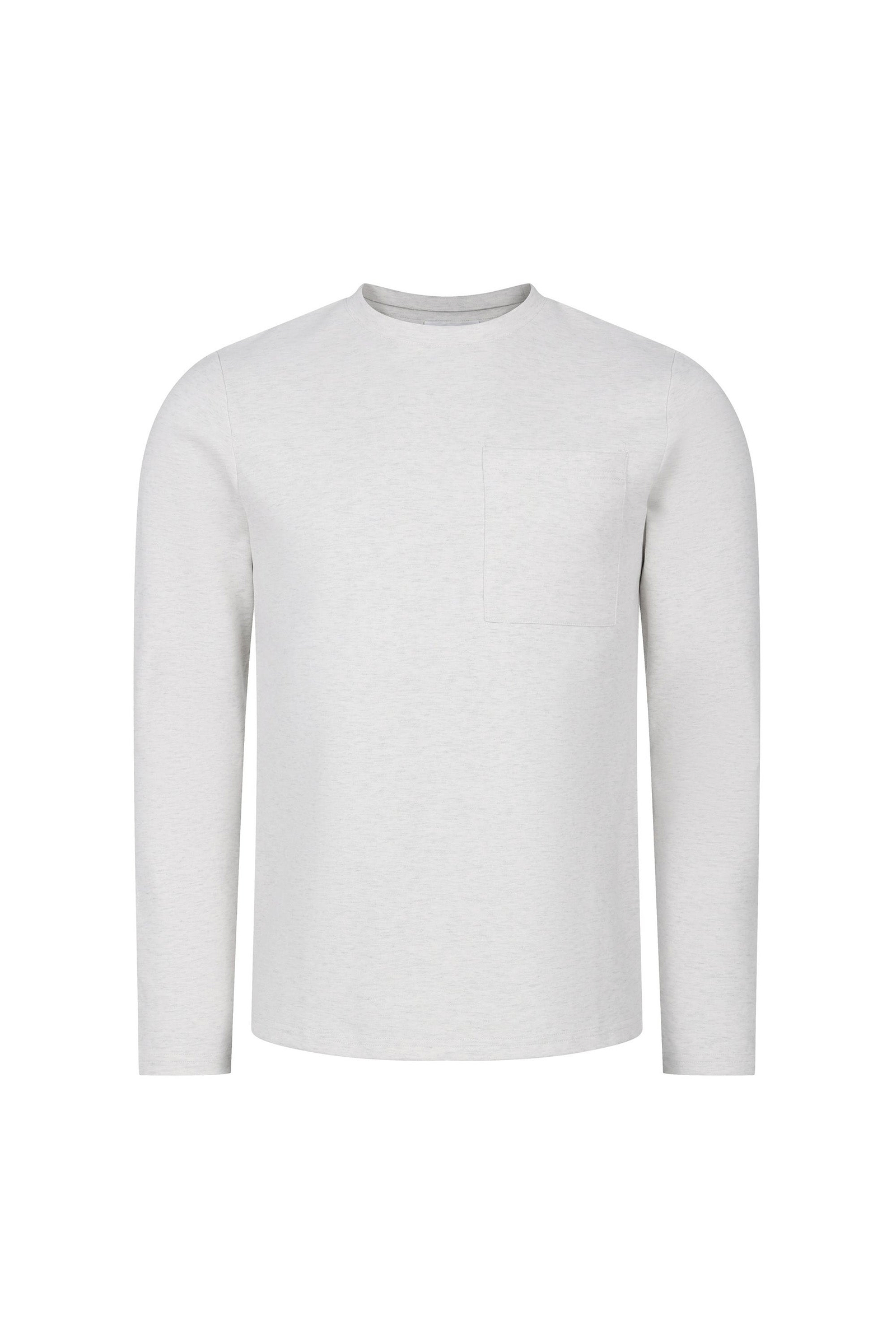 Tyler Langarm-T-Shirt mit Tasche – Steinmeliert