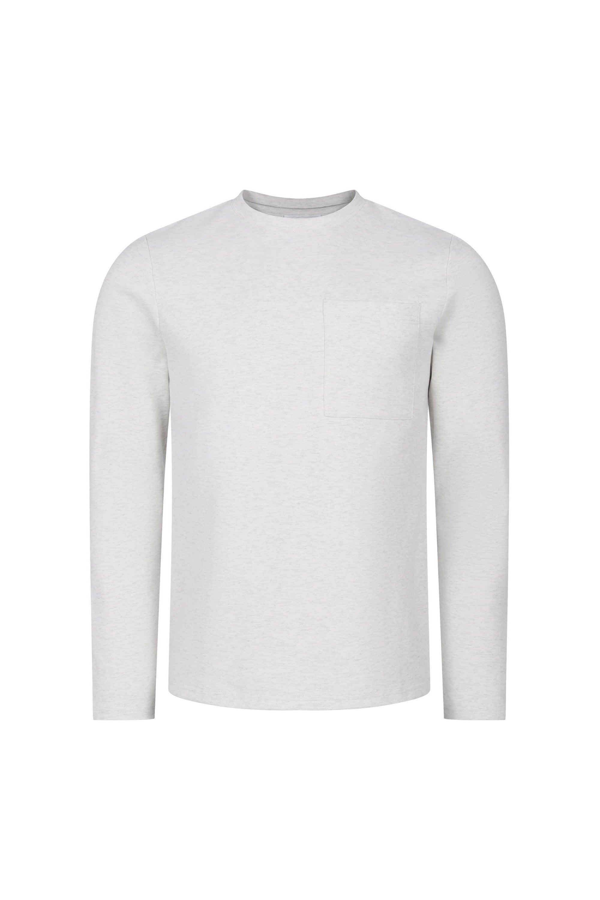 Tyler Langarm-T-Shirt mit Tasche – Steinmeliert