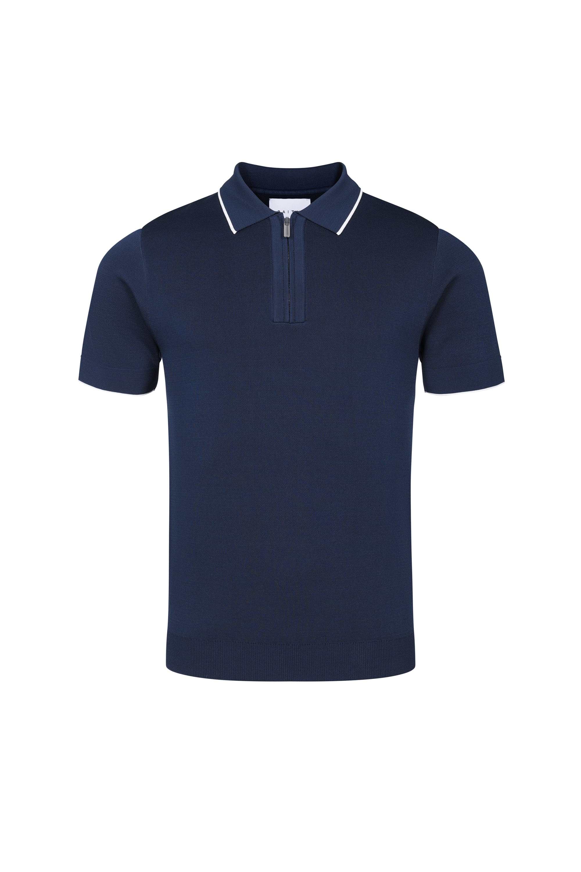 Henry Zip Short Sleeve Polo - Navy