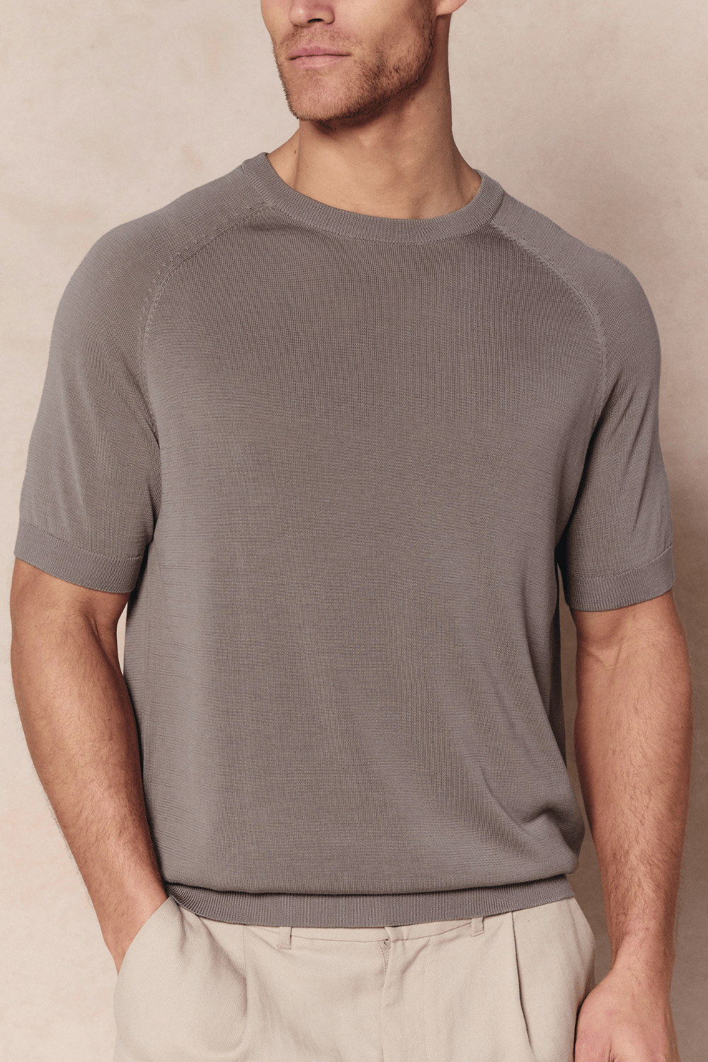Riera Strick-T-Shirt mit Rundhalsausschnitt - Sand